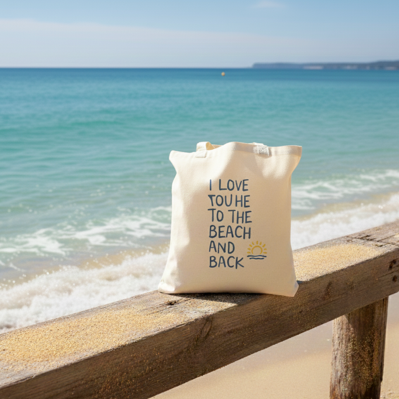 I Love You To The Beach And Back Tote Bag | Beach Lover Gift | Coastal Aesthetic Canvas Tote | Reusable Shopping Bag | Summer Beach Bag product thumbnail image I Love You To The Beach And Back Tote Bag | Beach Lover Gift | Coastal Aesthetic Canvas Tote | Reusable Shopping Bag | Summer Beach Bag product thumbnail image