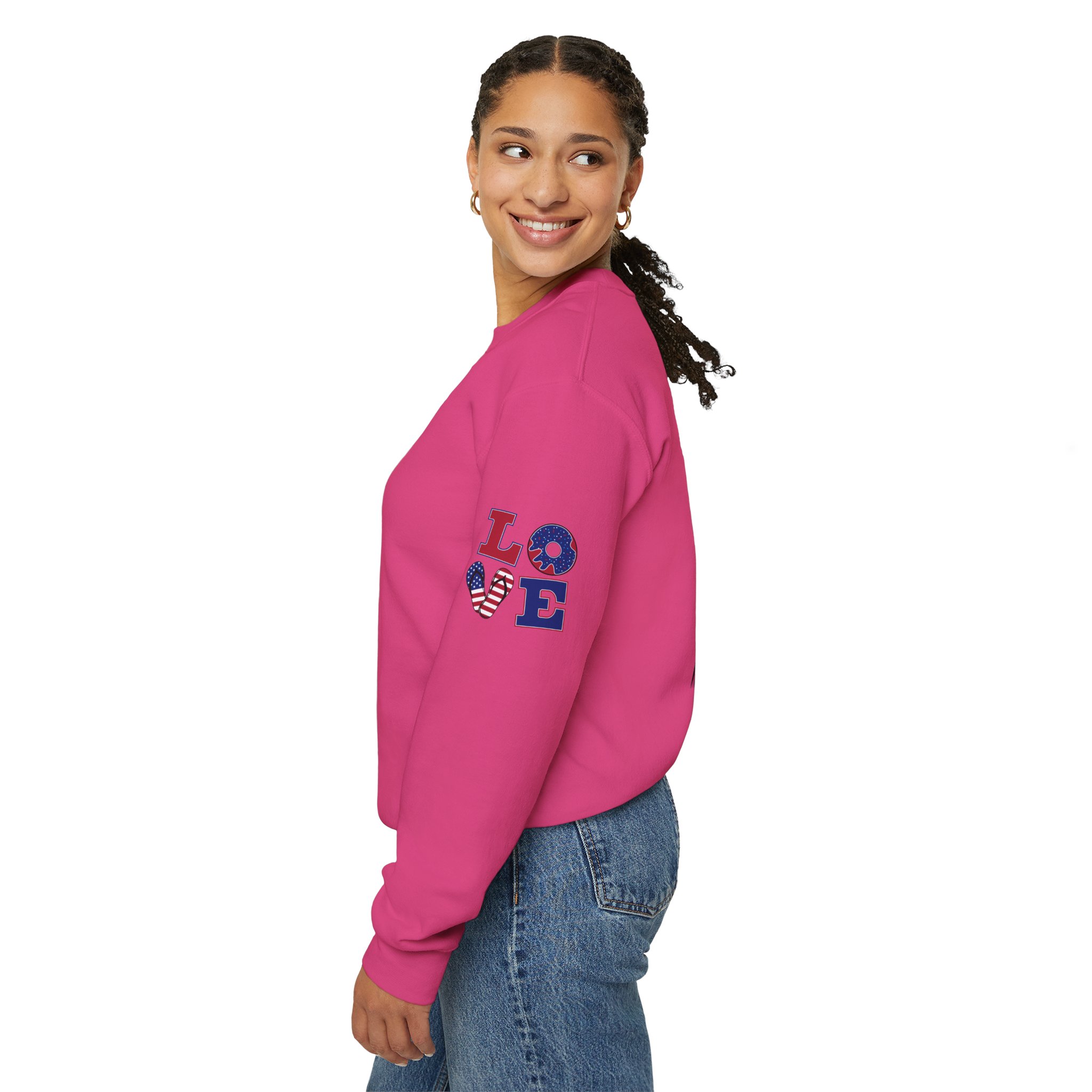 “Stop The Killing – End Gun Violence” Gildan 18000 Heavy Blend Crewneck Sweatshirt | Bold Anti-Violence Message with “LOVE” Sleeve Design | Youth-Inspired Colorful Art | Only at LifeCoachDesigns.shop product thumbnail image