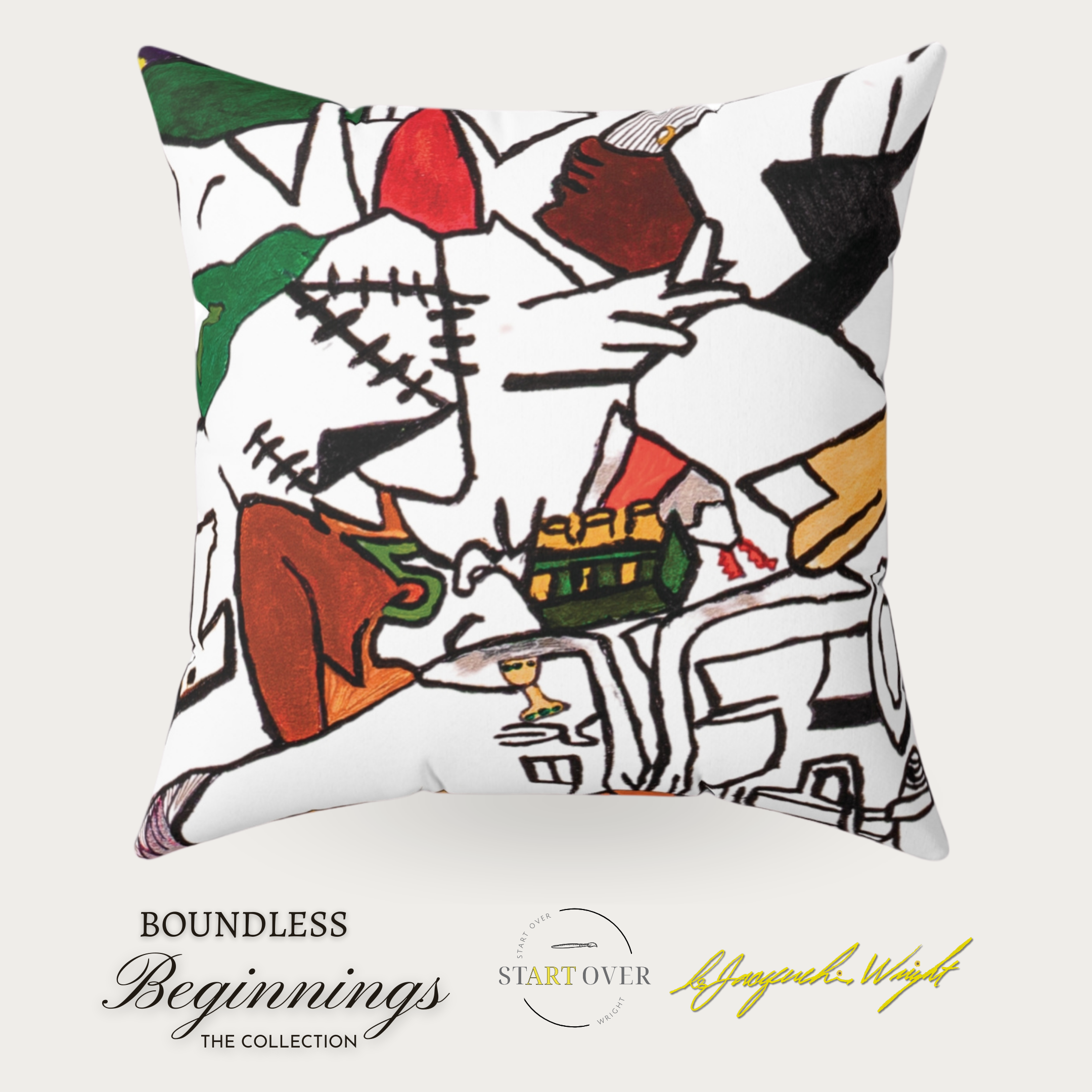 Abstract Harmony All-Over Print Throw Pillow | Ms. JDW Original Artwork | Decorative Art Pillow | Home Decor | Proceeds Support Social Impact product thumbnail image