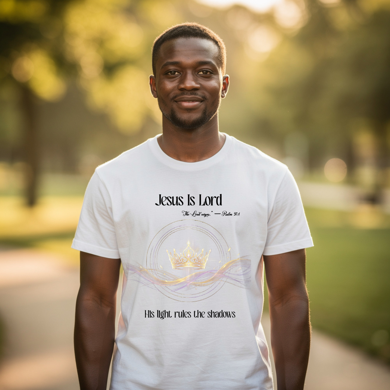 Jesus Is Lord Christian T-Shirt — Crown &amp; Light Faith Tee product thumbnail image