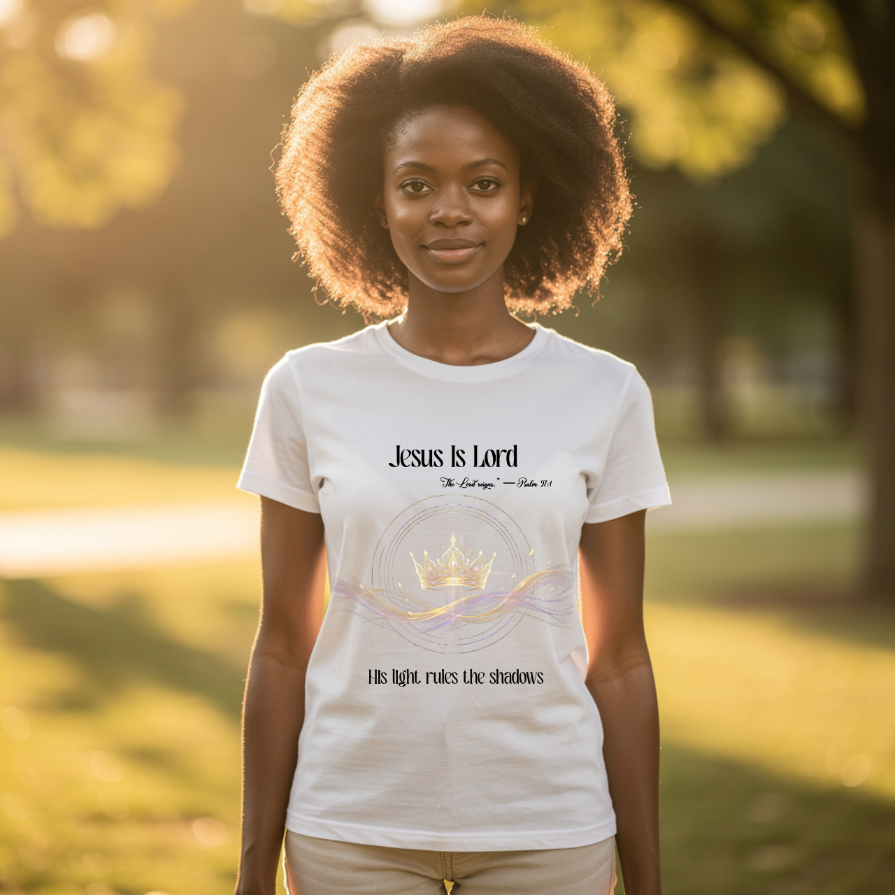 Jesus Is Lord Christian T-Shirt — Crown &amp; Light Faith Tee product thumbnail image