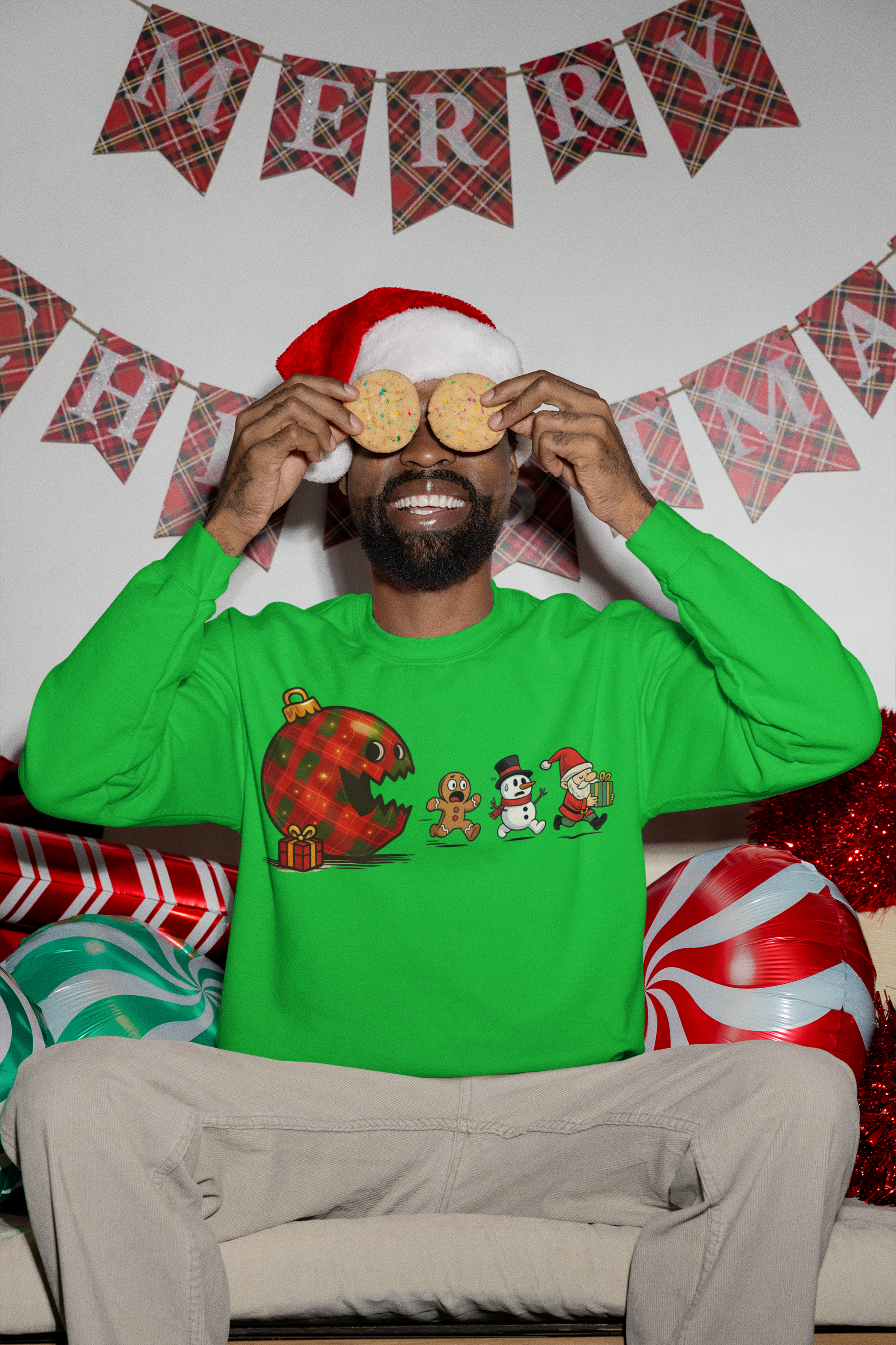 Christmas Plaid Monster Crewneck Sweatshirt — Gingerbread &amp; Holiday Characters product thumbnail image