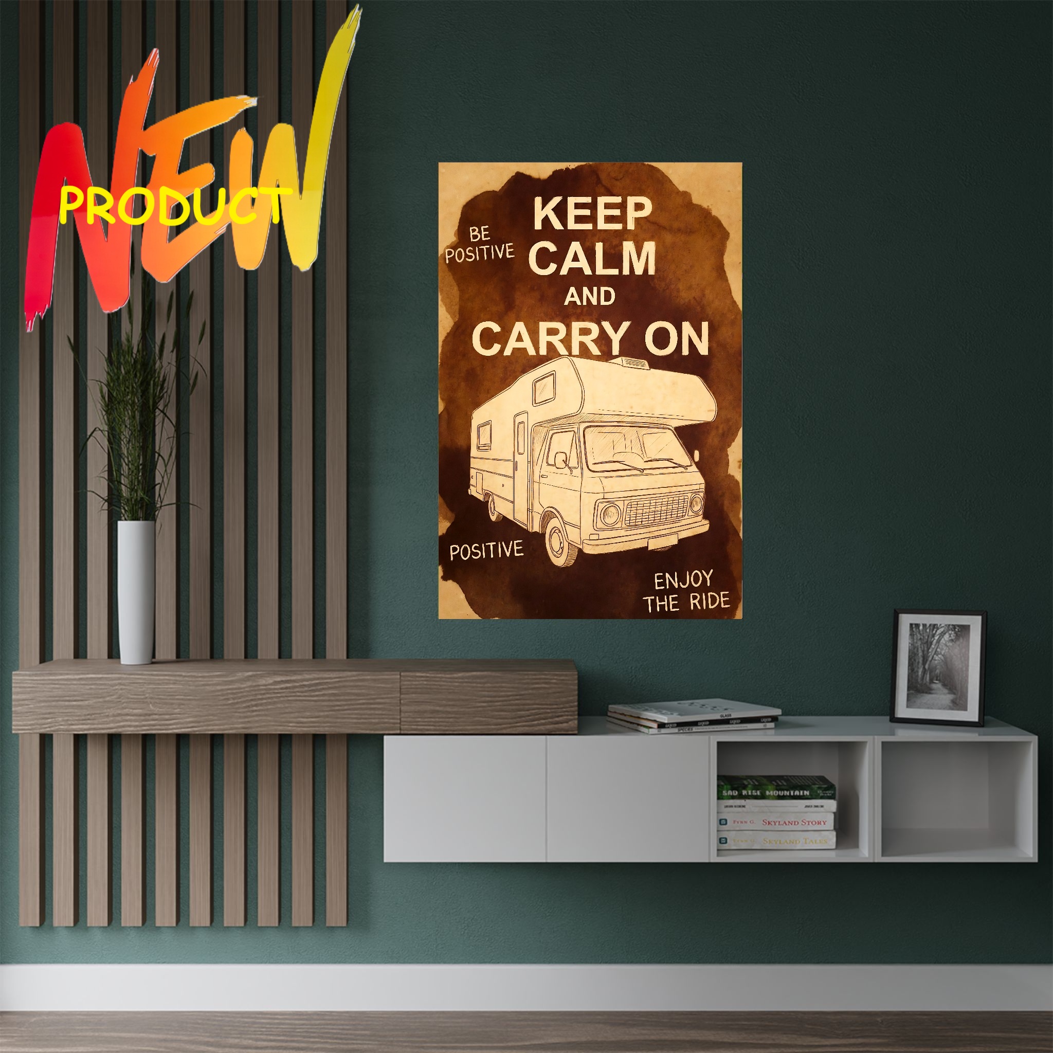 "NEW" Satin Poster — "Keep Calm and Carry On" Vintage Camper Travel Wall Art "NEW" Satin Poster — "Keep Calm and Carry On" Vintage Camper Travel Wall Art