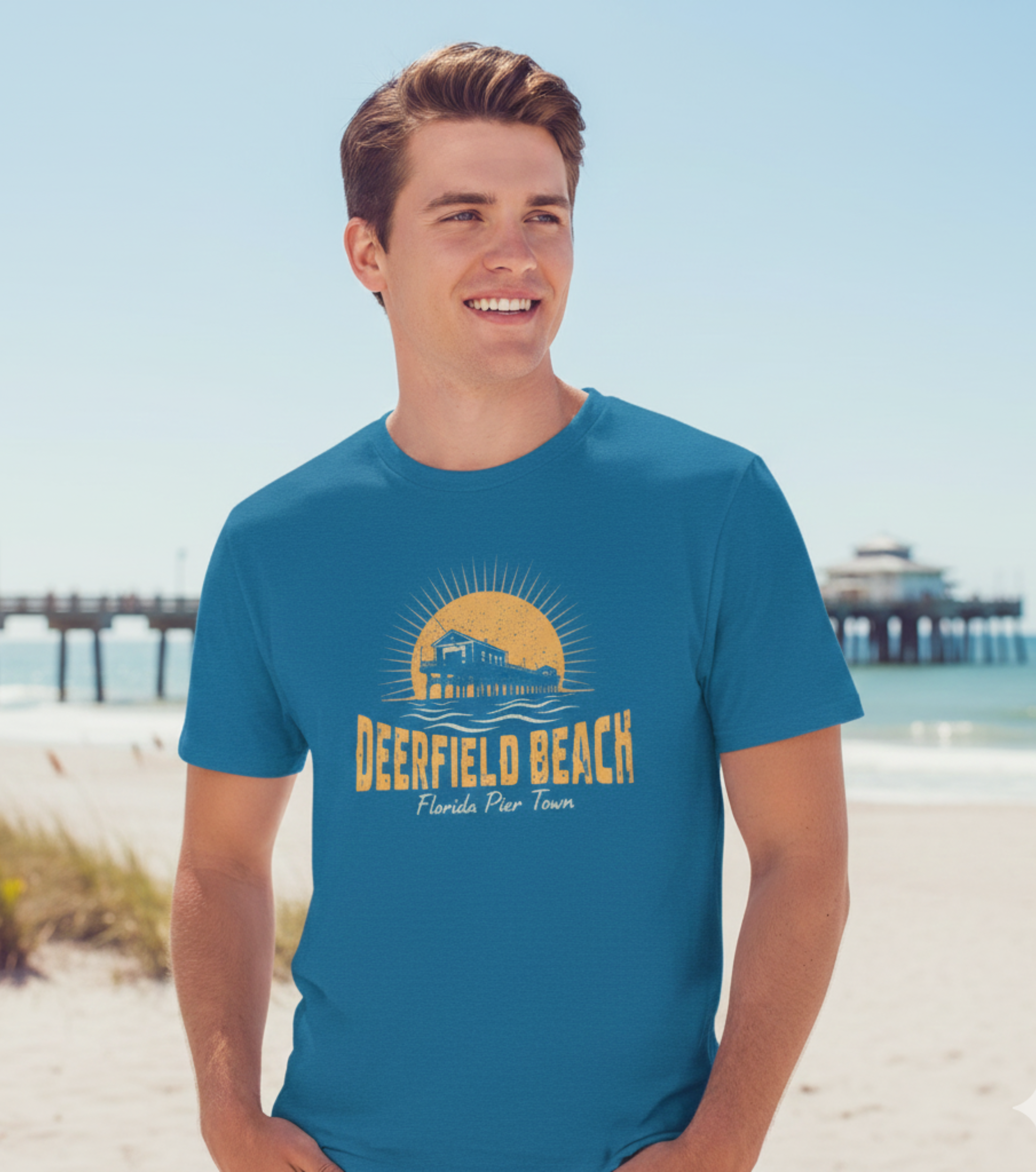 Deerfield Beach Pier T-Shirt - Vintage Florida Sunset Tee product thumbnail image