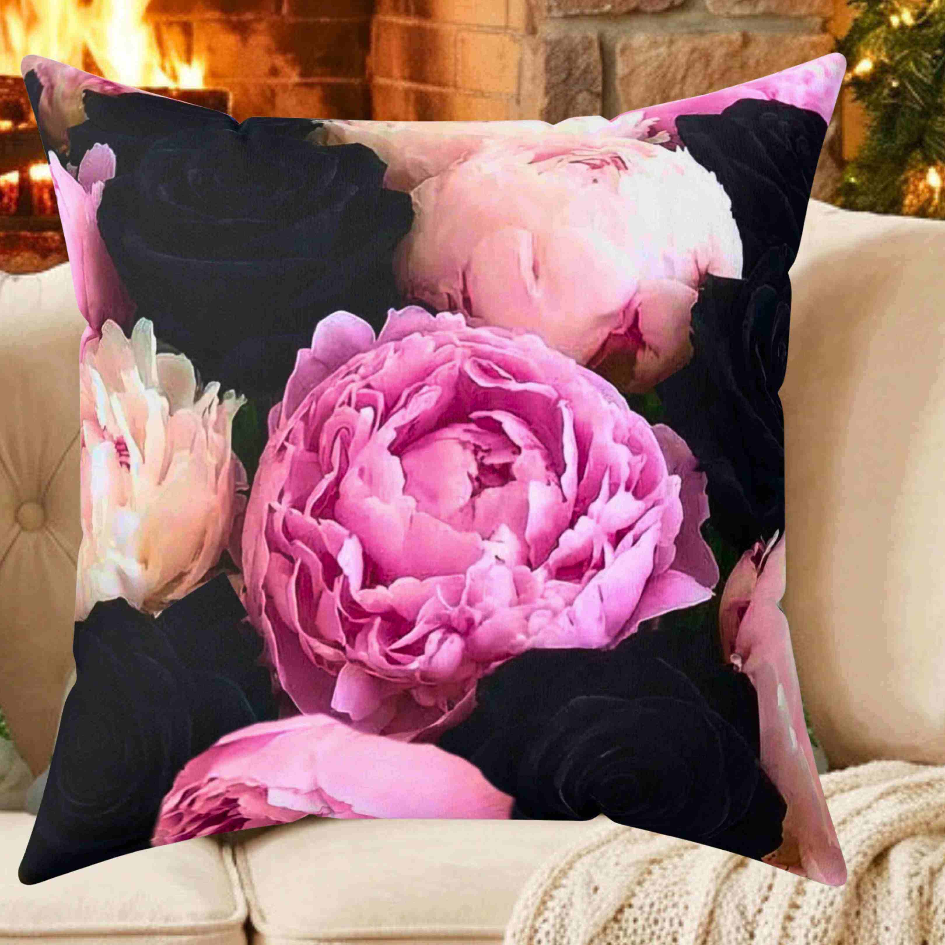 Sunflower and Daisy Floral Pillow | Square Decorative Cushion