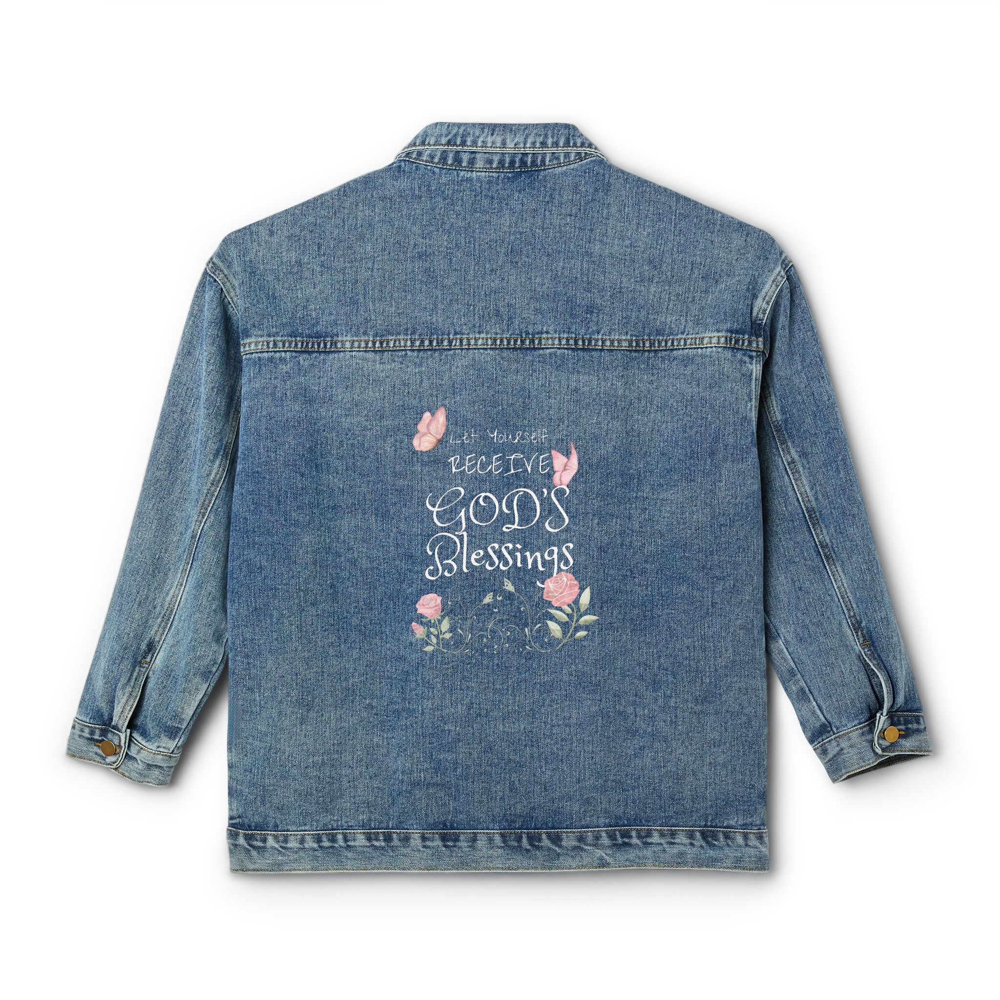 Women's - Let Yourself Receive God's Blessings Denim Jacket