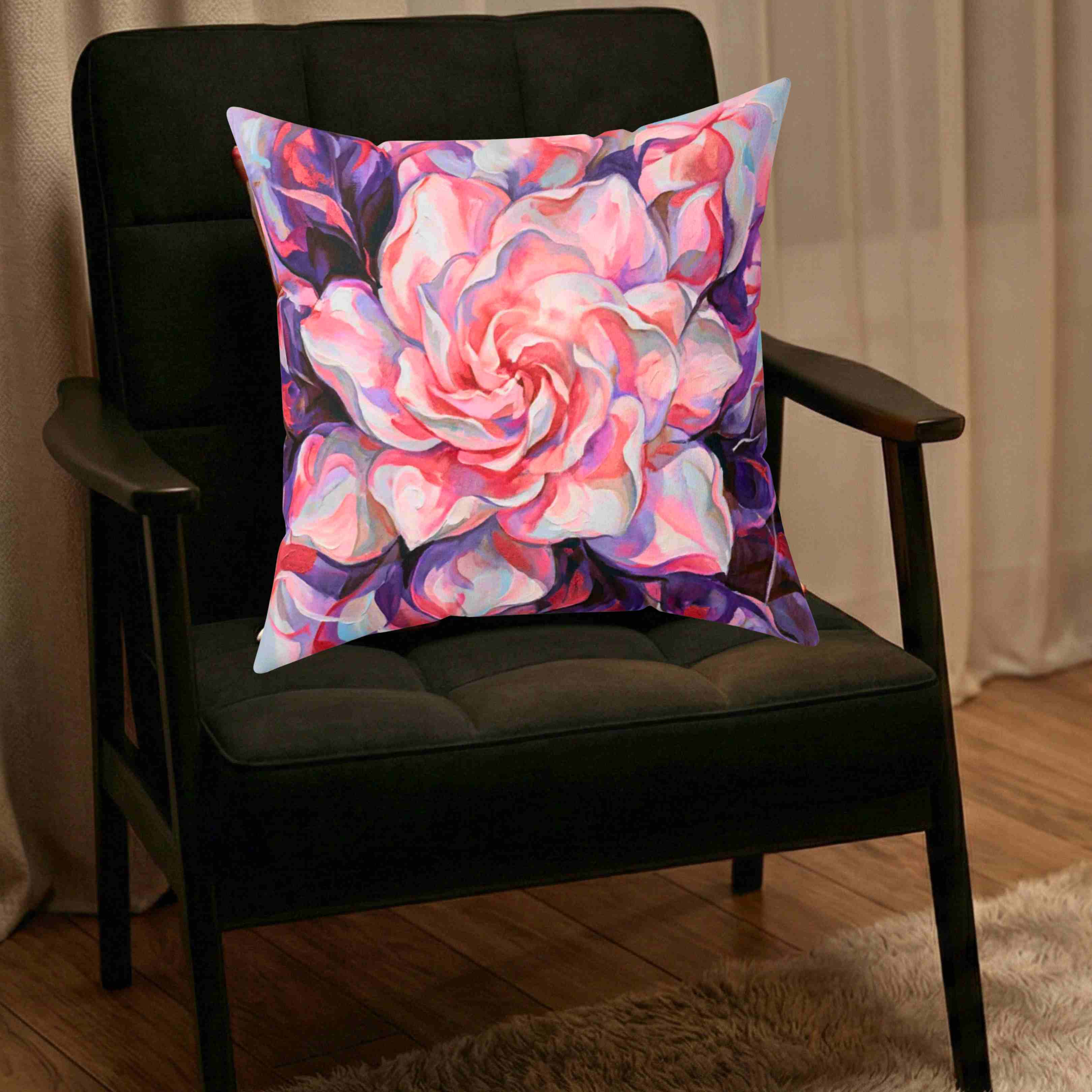 Yellow Gardenia Floral Pillow | Botanical Throw Pillow, Watercolor Flower Cushion product thumbnail image