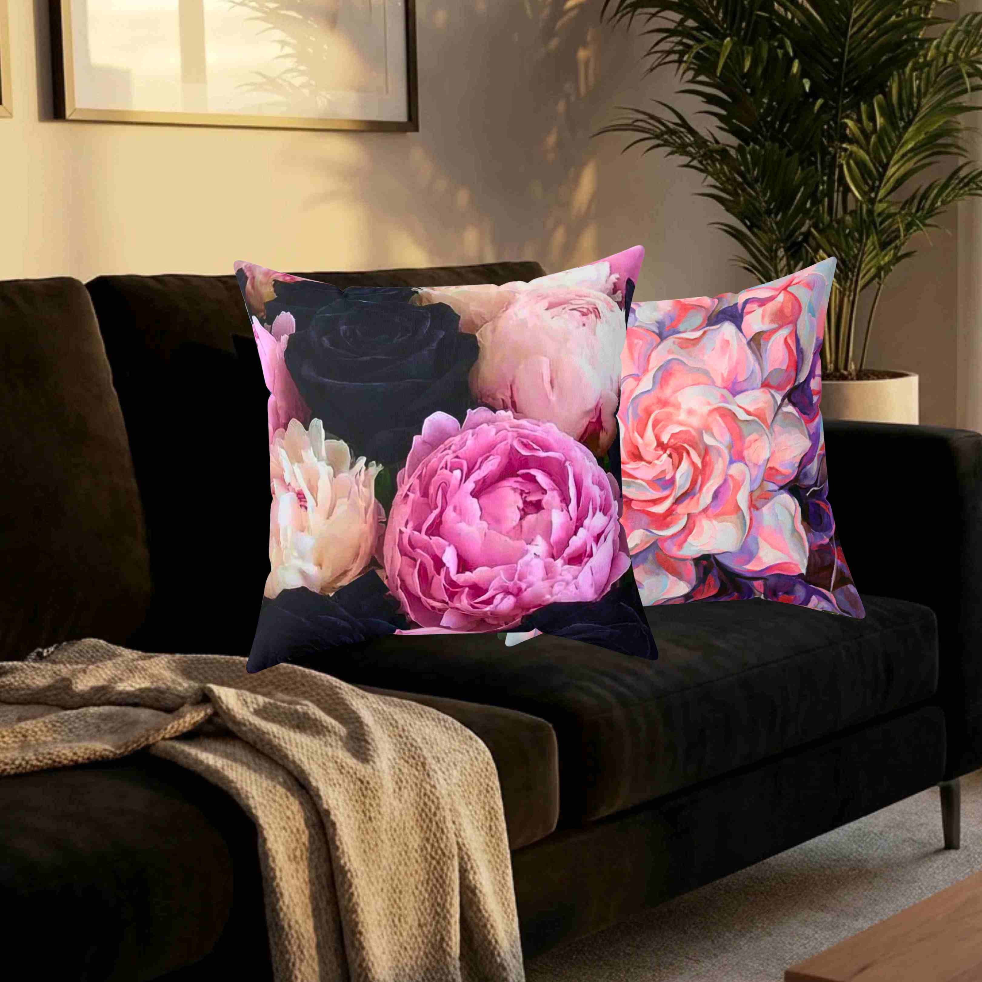 Yellow Gardenia Floral Pillow | Botanical Throw Pillow, Watercolor Flower Cushion product thumbnail image