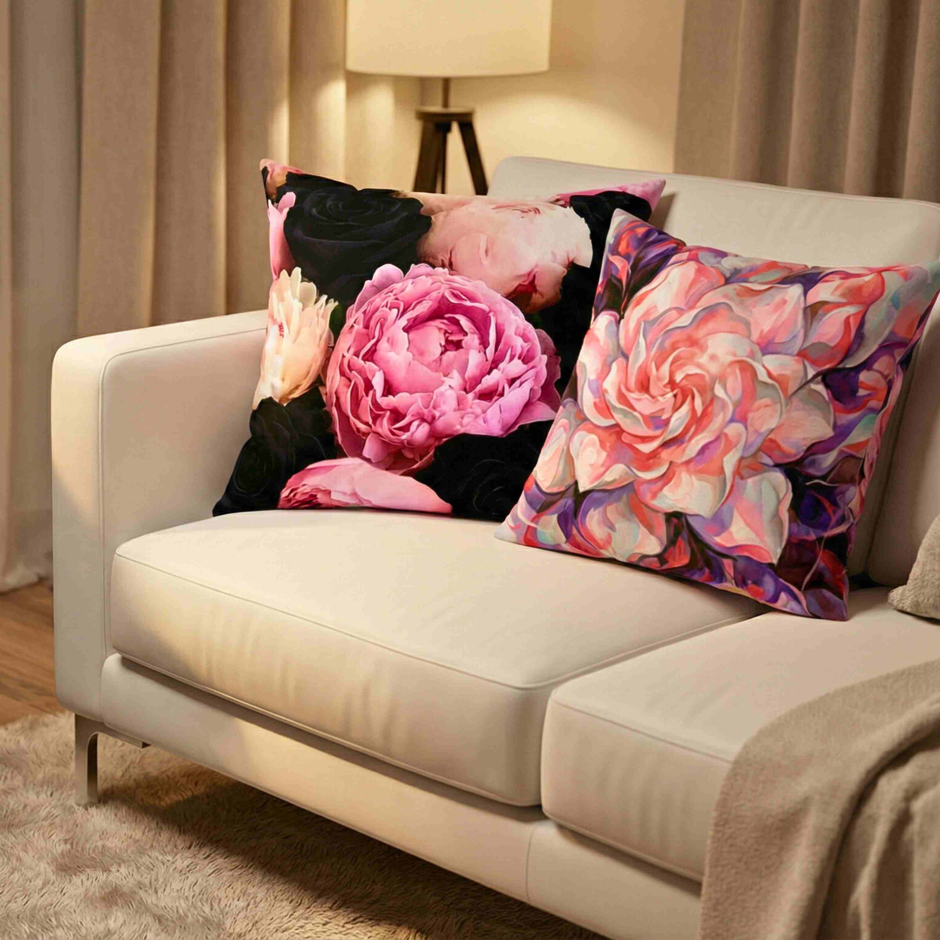 Yellow Gardenia Floral Pillow | Botanical Throw Pillow, Watercolor Flower Cushion product thumbnail image