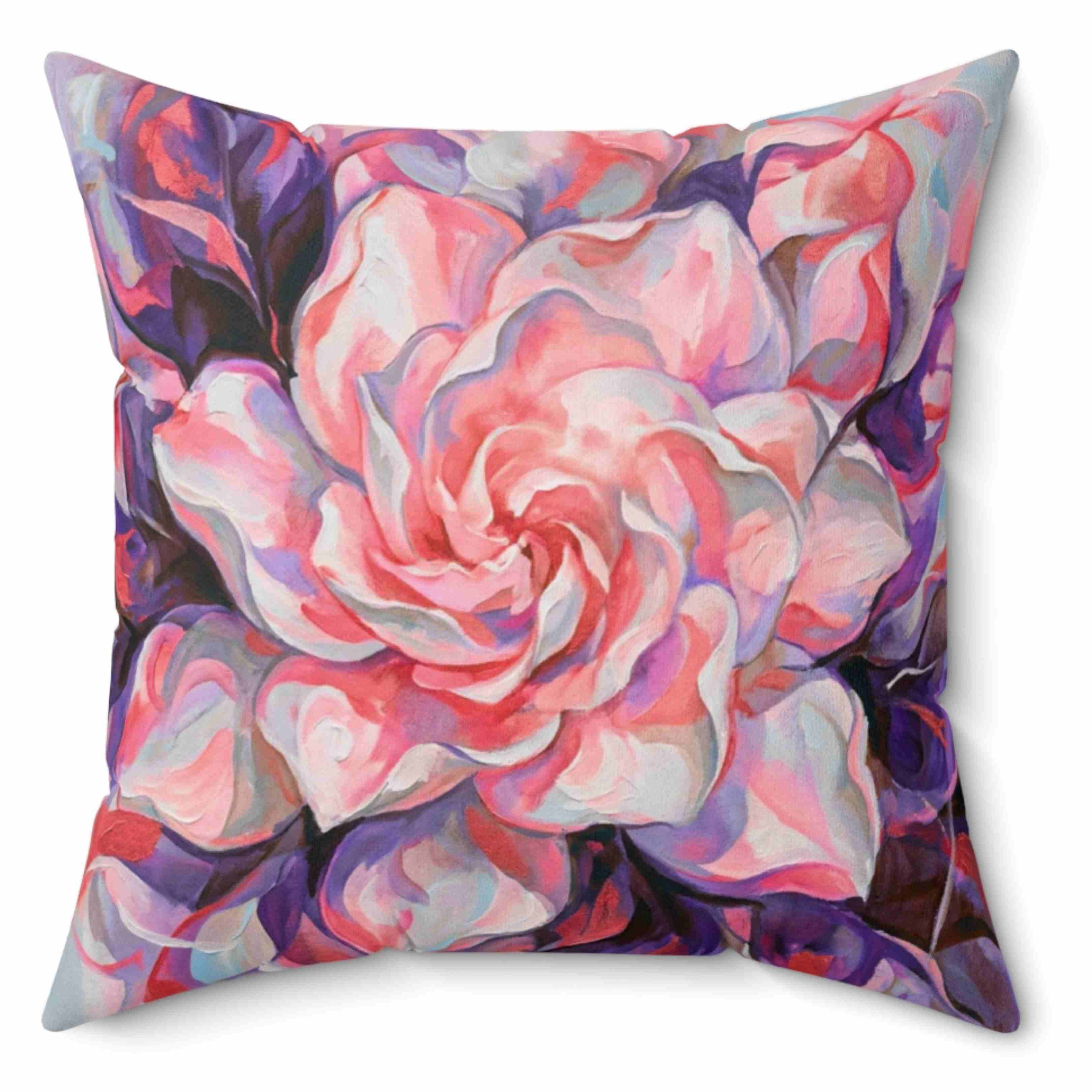 Yellow Gardenia Floral Pillow | Botanical Throw Pillow, Watercolor Flower Cushion product thumbnail image