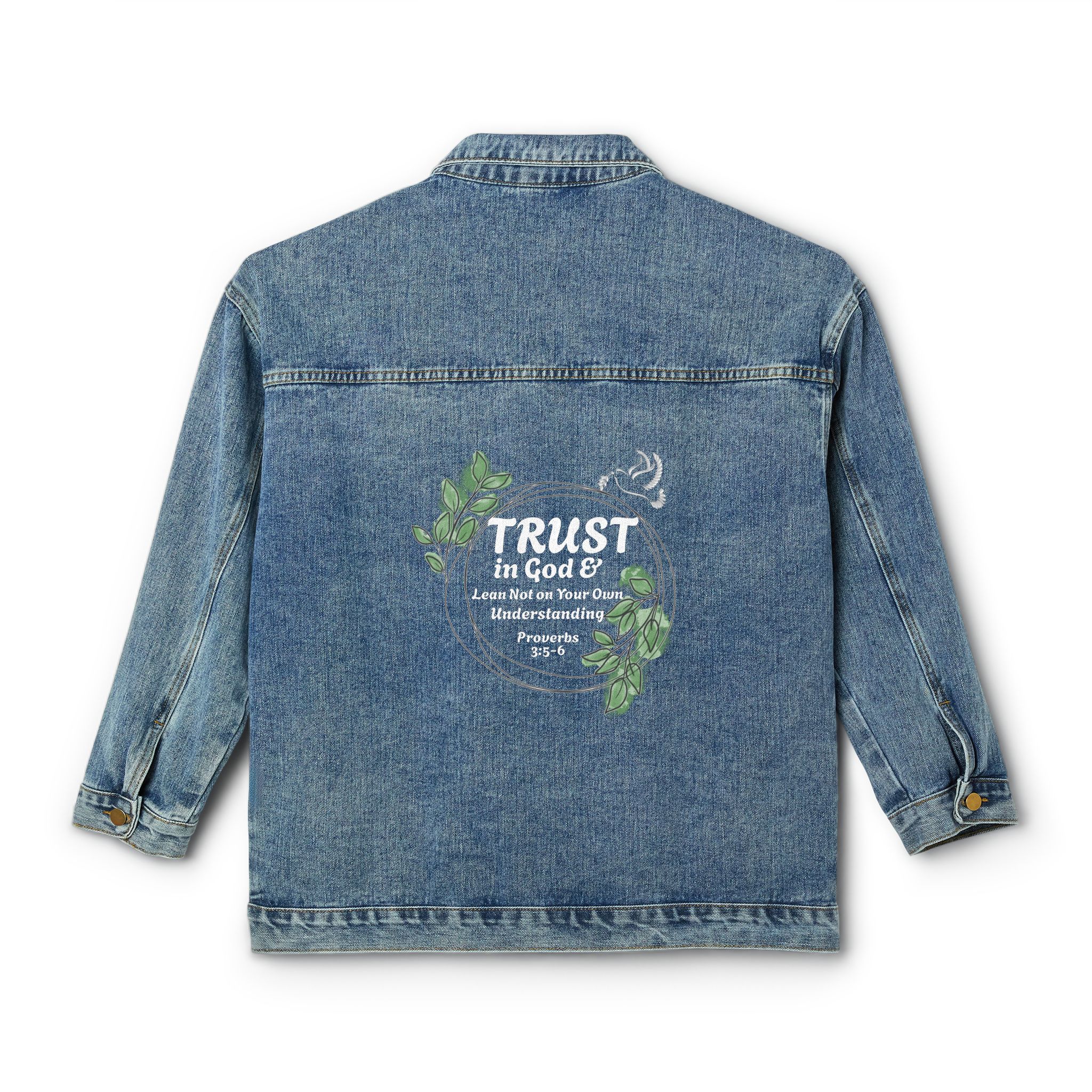 Women's Trust in God Proverbs 3:5-6 Denim Jacket product thumbnail image