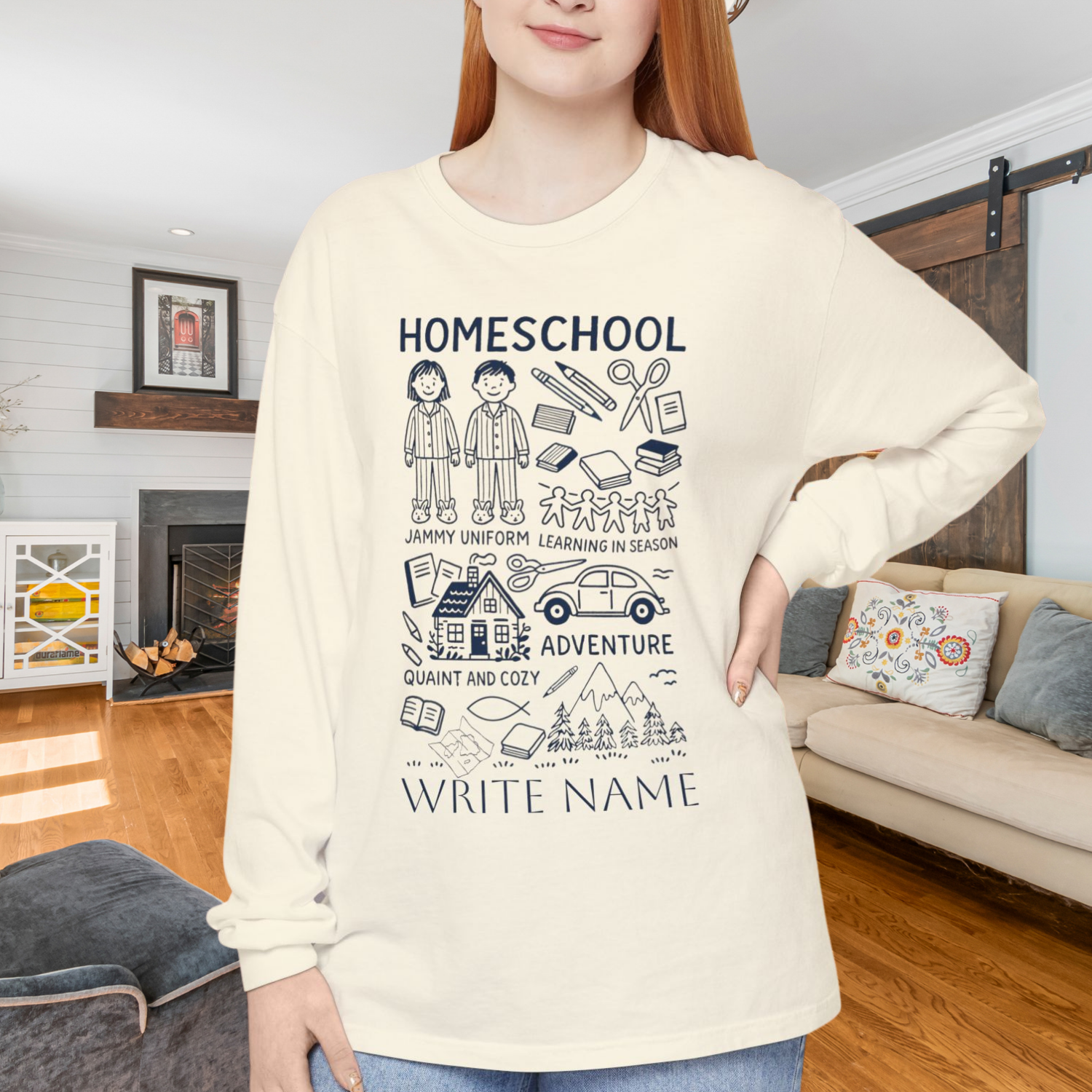 Homeschool Doodle Comfort Colors Long Sleeve T-Shirt | Learning at Home Theme product thumbnail image Homeschool Doodle Comfort Colors Long Sleeve T-Shirt | Learning at Home Theme product thumbnail image