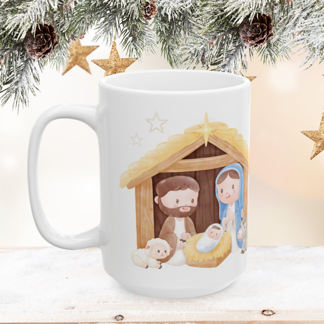 Christmas Nativity Ceramic Mug — Blessed Christmas Little One (11oz/15oz) Watercolor Holy Nativity Ceramic Mug (11oz/15oz) product thumbnail image Christmas Nativity Ceramic Mug — Blessed Christmas Little One (11oz/15oz) Watercolor Holy Nativity Ceramic Mug (11oz/15oz) product thumbnail image