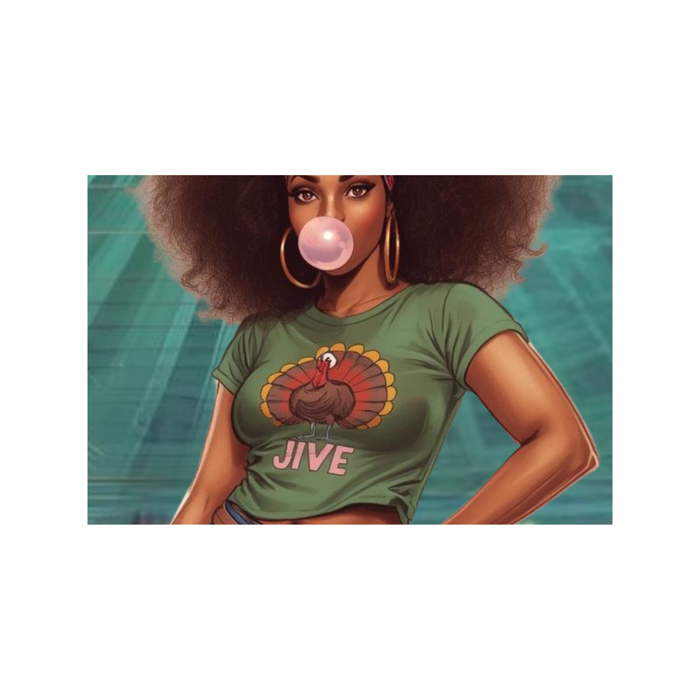 1979 Roller Rink Afro Woman — 'Jive Turkey' Disco Skate Hoodie