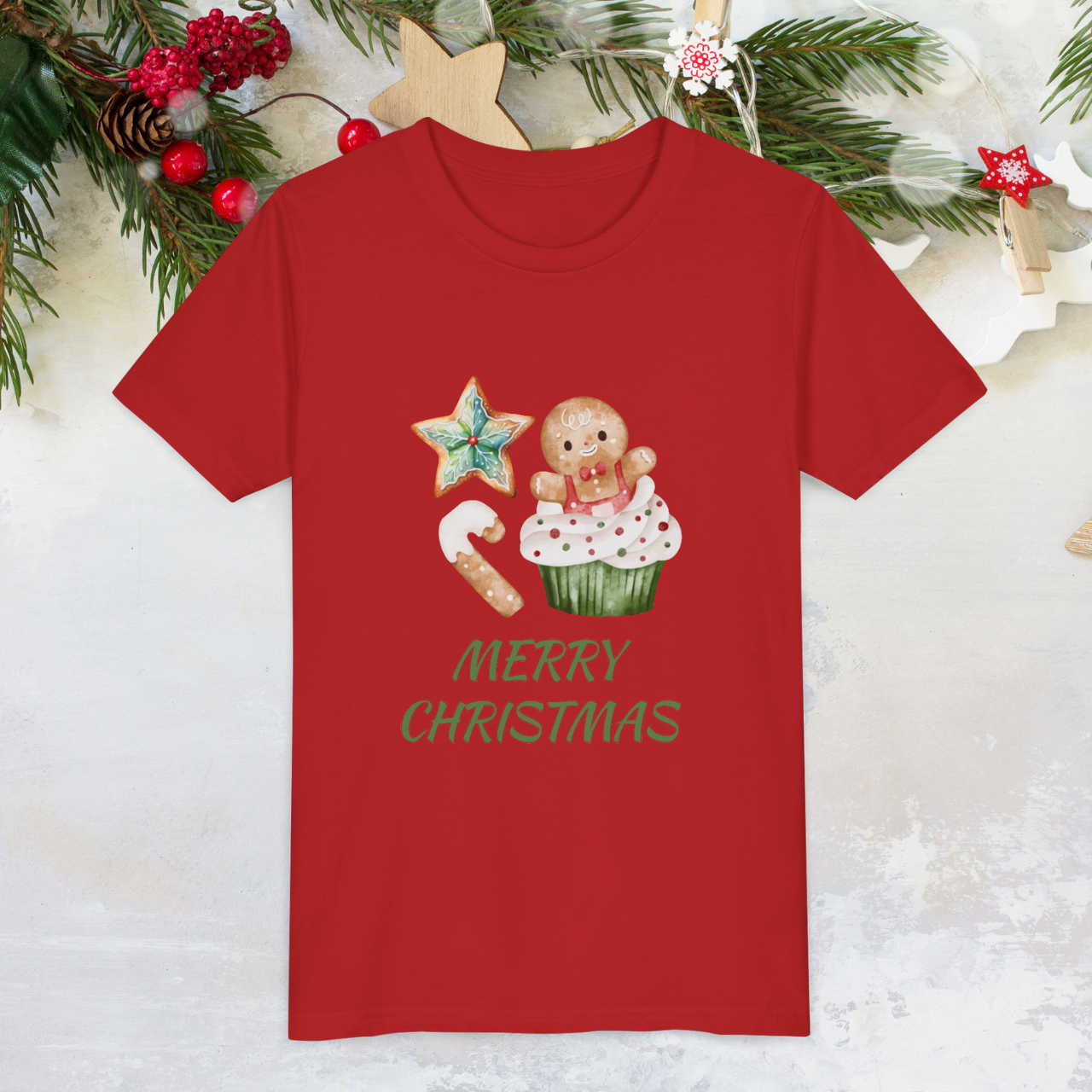Youth Gingerbread Christmas T-Shirt | Matching Family Christmas Outfit | Merry Christmas Cookie Tee for Kids | Cute Holiday Gingerbread & Star Cookie Shirt product thumbnail image Youth Gingerbread Christmas T-Shirt | Matching Family Christmas Outfit | Merry Christmas Cookie Tee for Kids | Cute Holiday Gingerbread & Star Cookie Shirt product thumbnail image