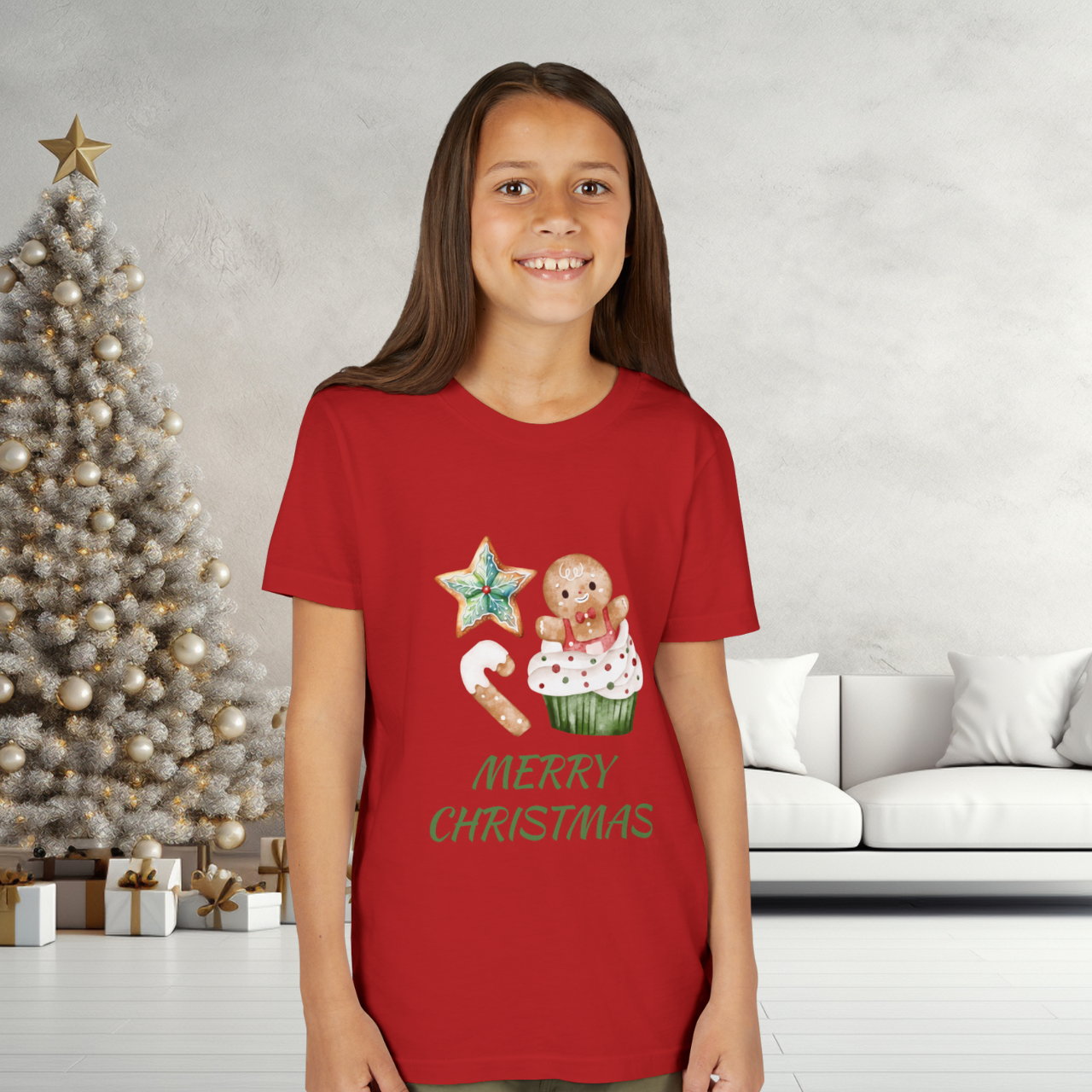 Youth Gingerbread Christmas T-Shirt | Matching Family Christmas Outfit | Merry Christmas Cookie Tee for Kids | Cute Holiday Gingerbread & Star Cookie Shirt product thumbnail image Youth Gingerbread Christmas T-Shirt | Matching Family Christmas Outfit | Merry Christmas Cookie Tee for Kids | Cute Holiday Gingerbread & Star Cookie Shirt product thumbnail image