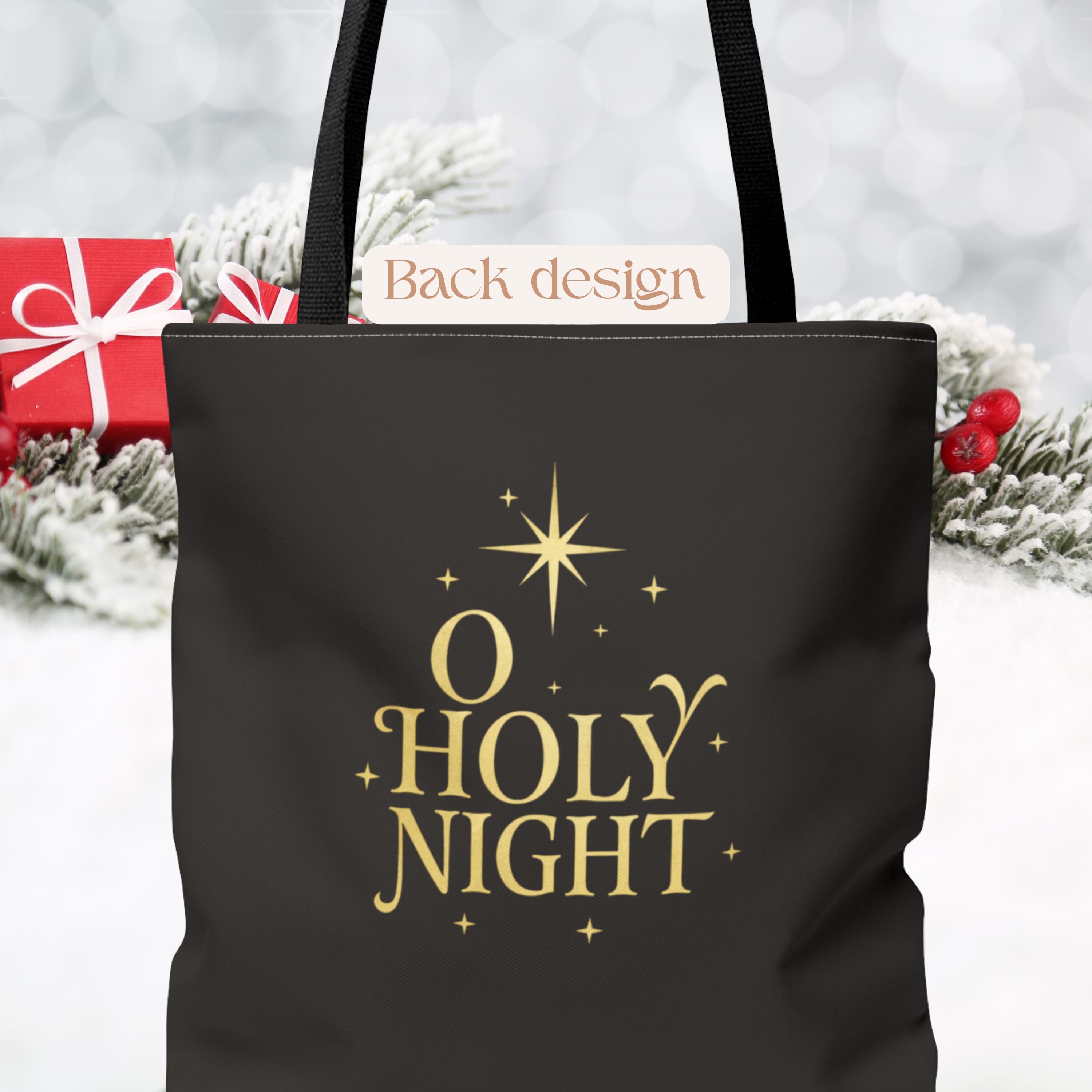 O Holy Night Tote Bag • Nativity Art with Yeshua in English & Hebrew • Christian Christmas Gift • Gold Holiday Tote by Garden Reign product thumbnail image O Holy Night Tote Bag • Nativity Art with Yeshua in English & Hebrew • Christian Christmas Gift • Gold Holiday Tote by Garden Reign product thumbnail image