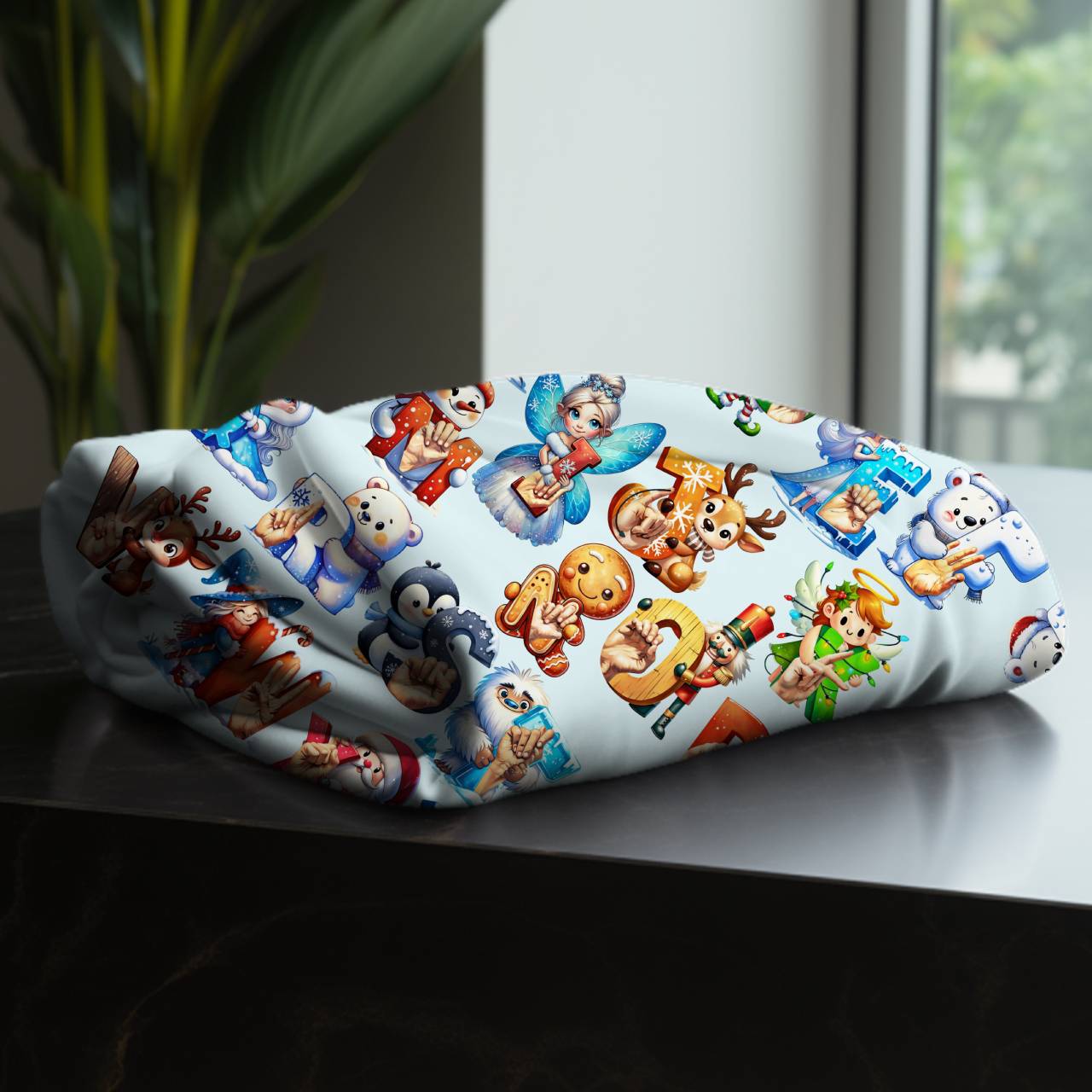 Christmas ASL Fingerspelling ABC's Plush Blanket - American Sign Language - Cute Cartoon Animal Pattern Velveteen Throw product thumbnail image Christmas ASL Fingerspelling ABC's Plush Blanket - American Sign Language - Cute Cartoon Animal Pattern Velveteen Throw product thumbnail image