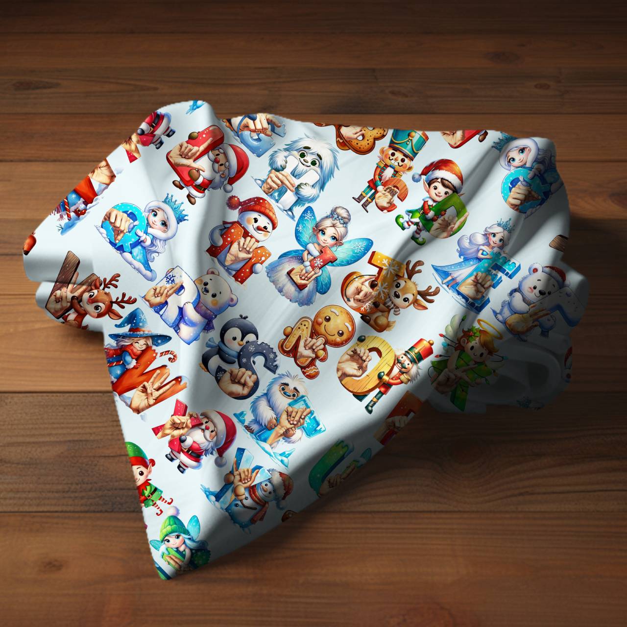 Christmas ASL Fingerspelling ABC's Plush Blanket - American Sign Language - Cute Cartoon Animal Pattern Velveteen Throw product thumbnail image Christmas ASL Fingerspelling ABC's Plush Blanket - American Sign Language - Cute Cartoon Animal Pattern Velveteen Throw product thumbnail image