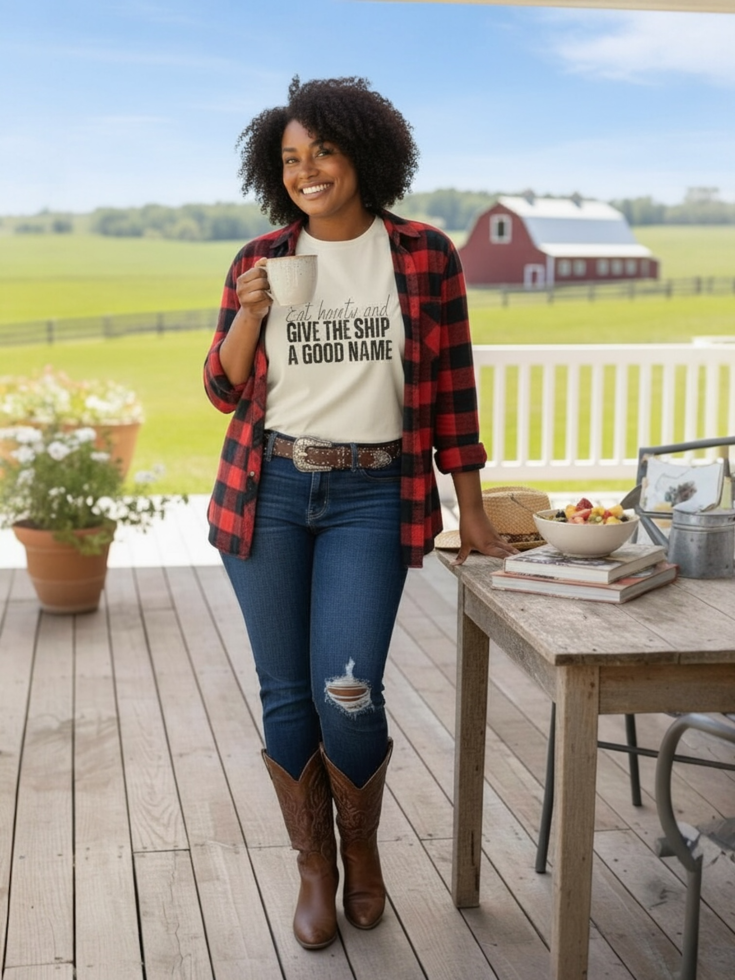 "Eat Hearty & Give the Ship a Good Name" Oversized Boxy Tee "Eat Hearty & Give the Ship a Good Name" Oversized Boxy Tee