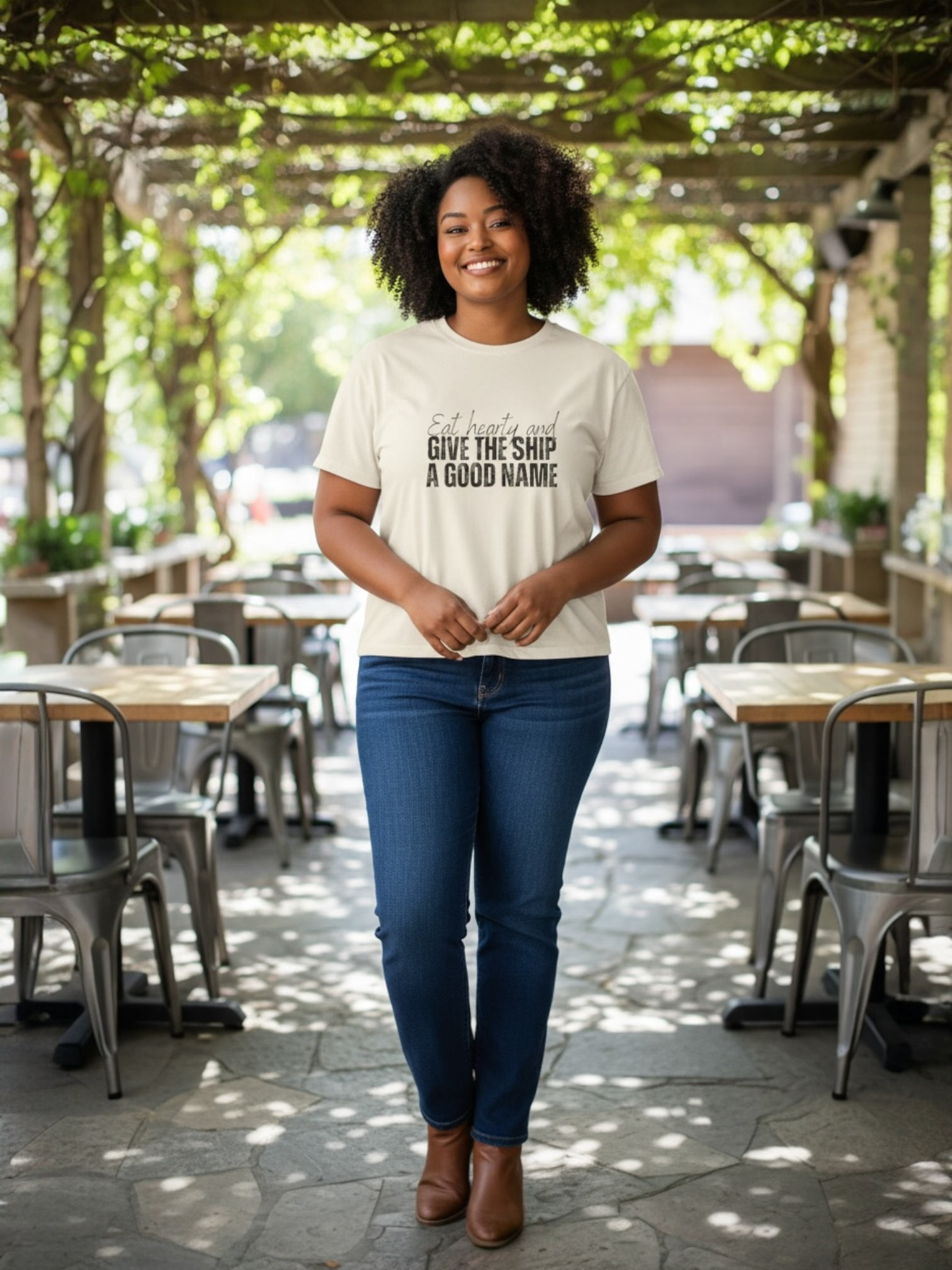 "Eat Hearty &amp; Give the Ship a Good Name" Oversized Boxy Tee product thumbnail image