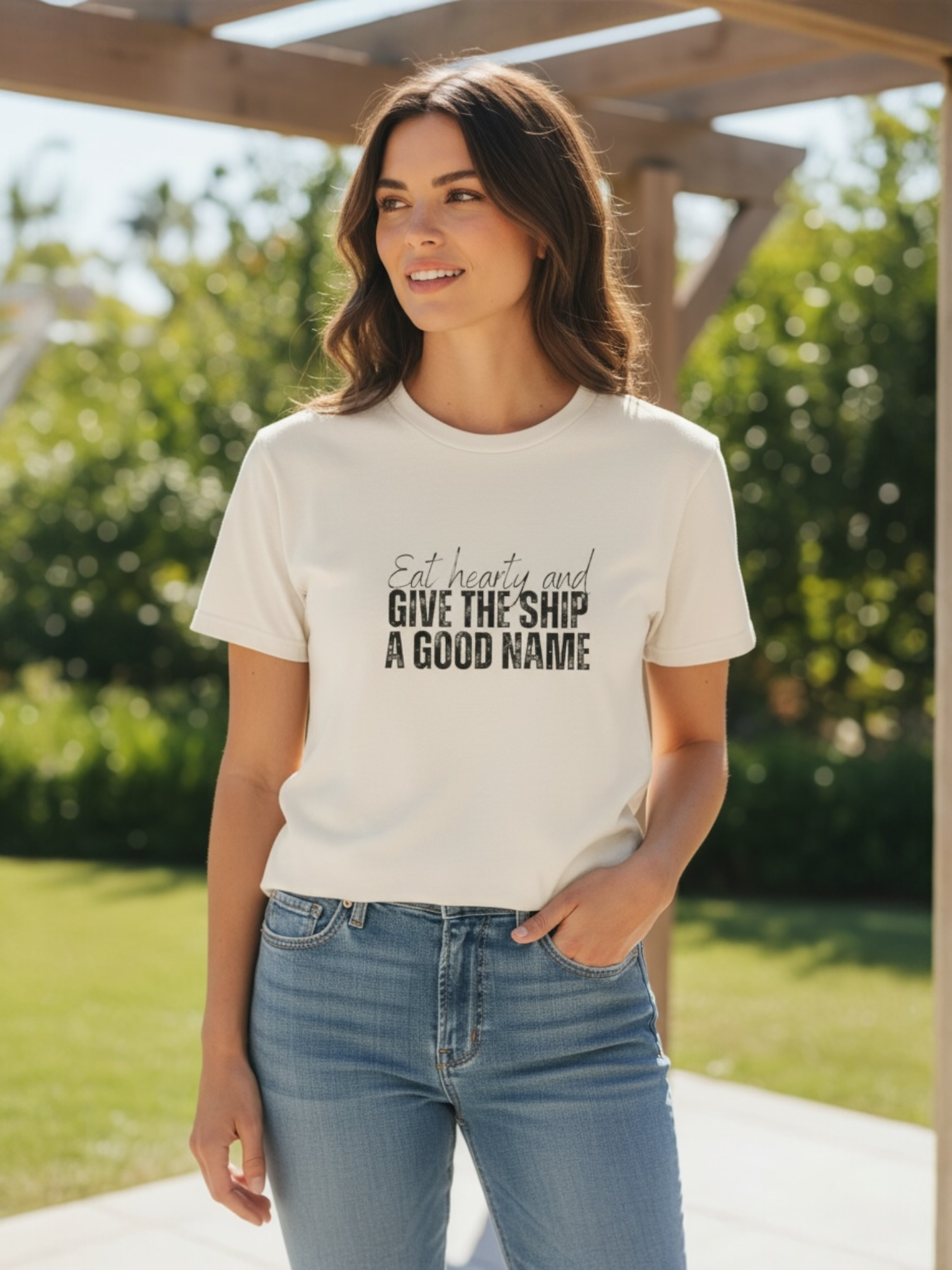 "Eat Hearty &amp; Give the Ship a Good Name" Oversized Boxy Tee product thumbnail image