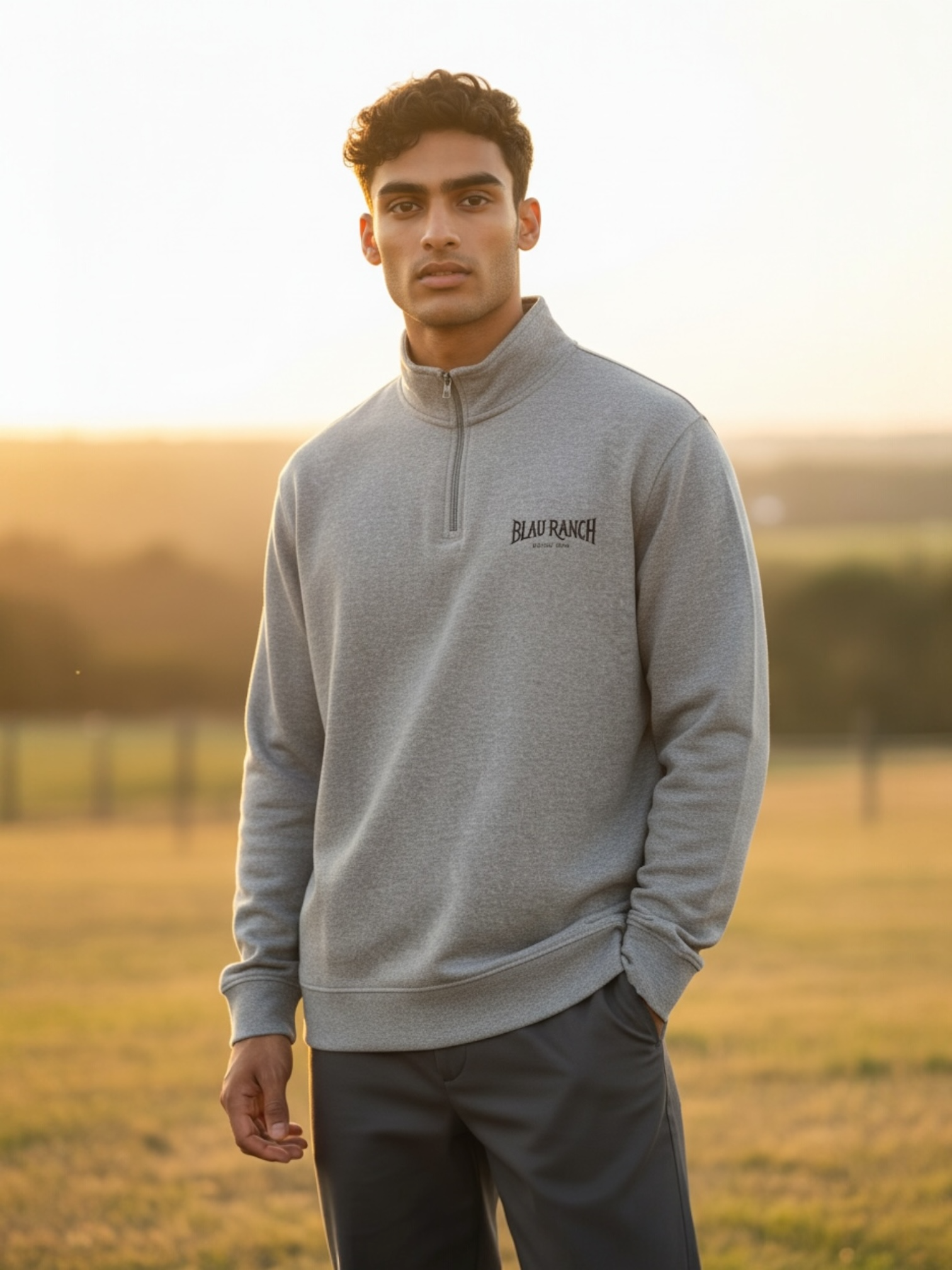 Blau Ranch Embroidered Fleece Pullover – Unisex product thumbnail image