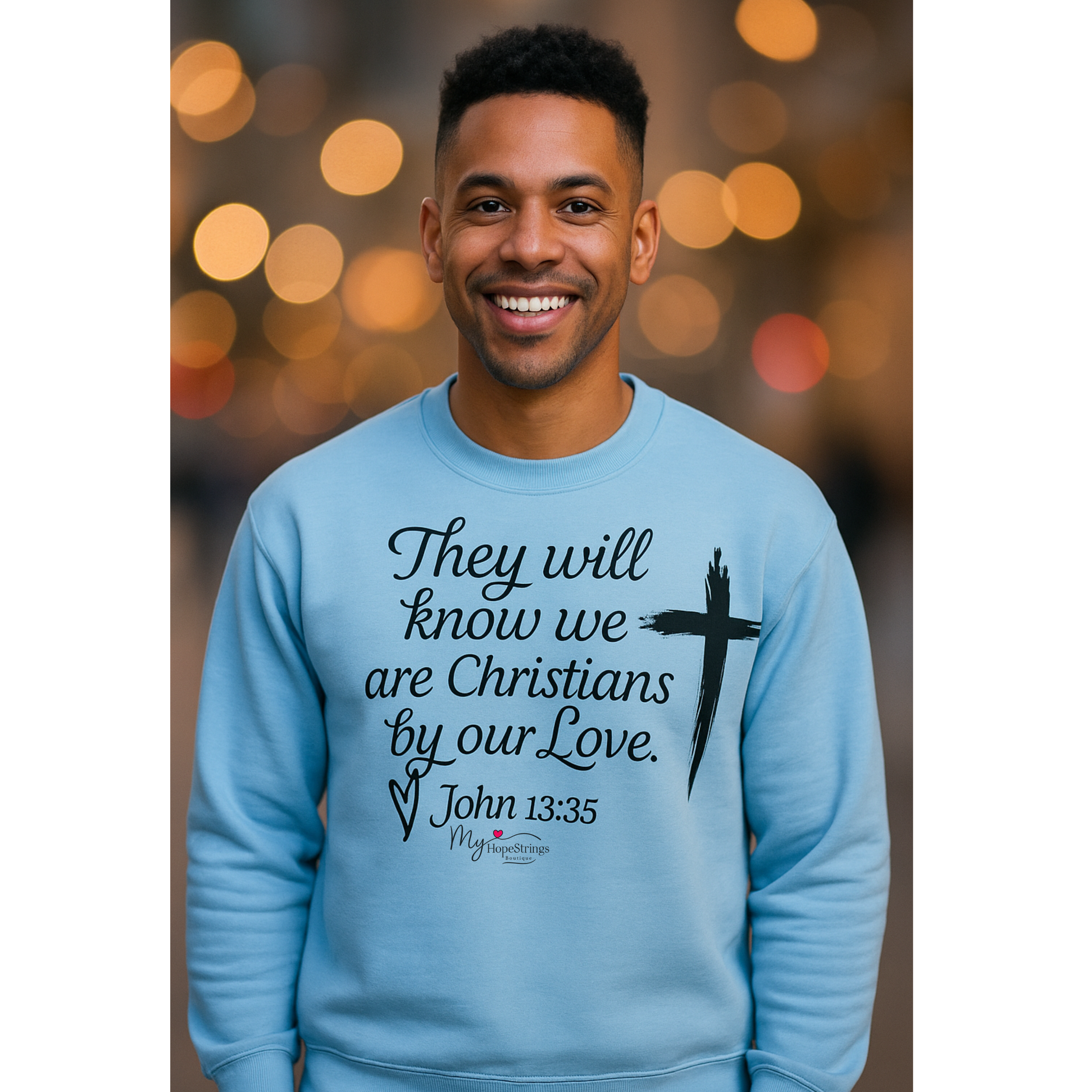They Will Know We Are Christians Sweatshirt – John 13:35 Scripture Crewneck, Inspirational Faith Apparel Cross Pullover  product thumbnail image