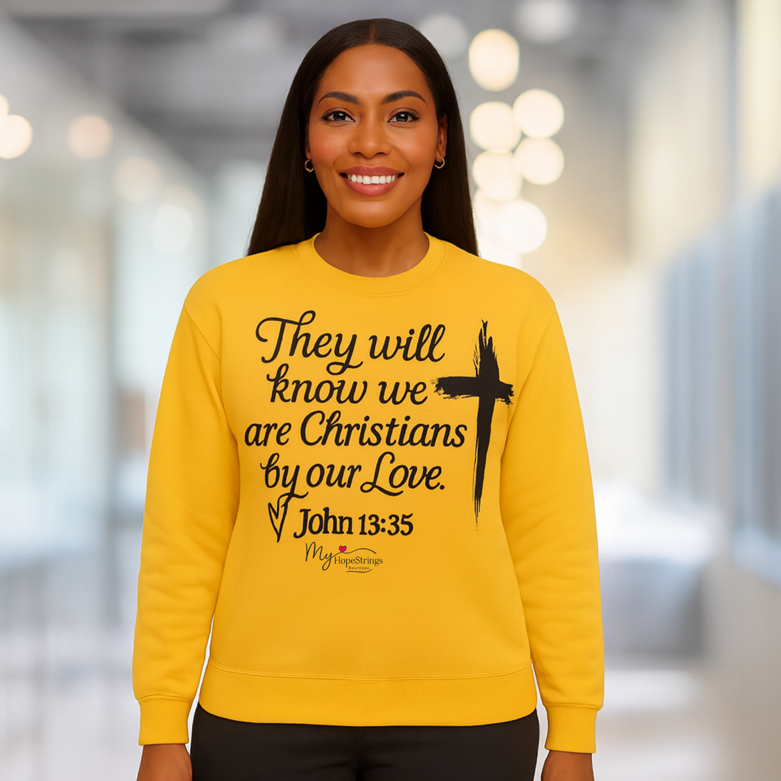 They Will Know We Are Christians Sweatshirt – John 13:35 Scripture Crewneck, Inspirational Faith Apparel Cross Pullover  product thumbnail image