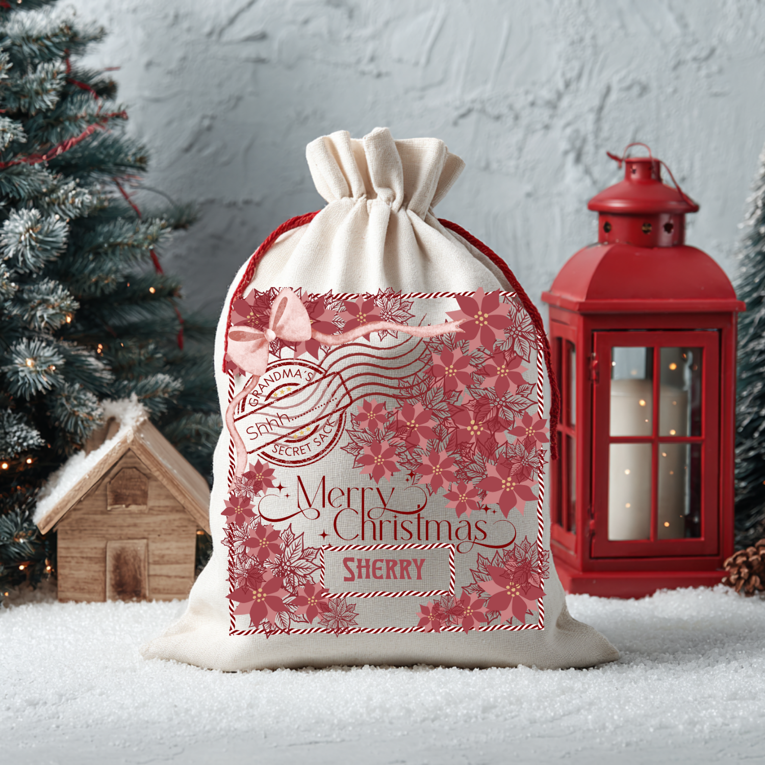 Grandma Santa Sack, Personalized Secret Bag of Gifts Grandma Santa Sack, Personalized Secret Bag of Gifts