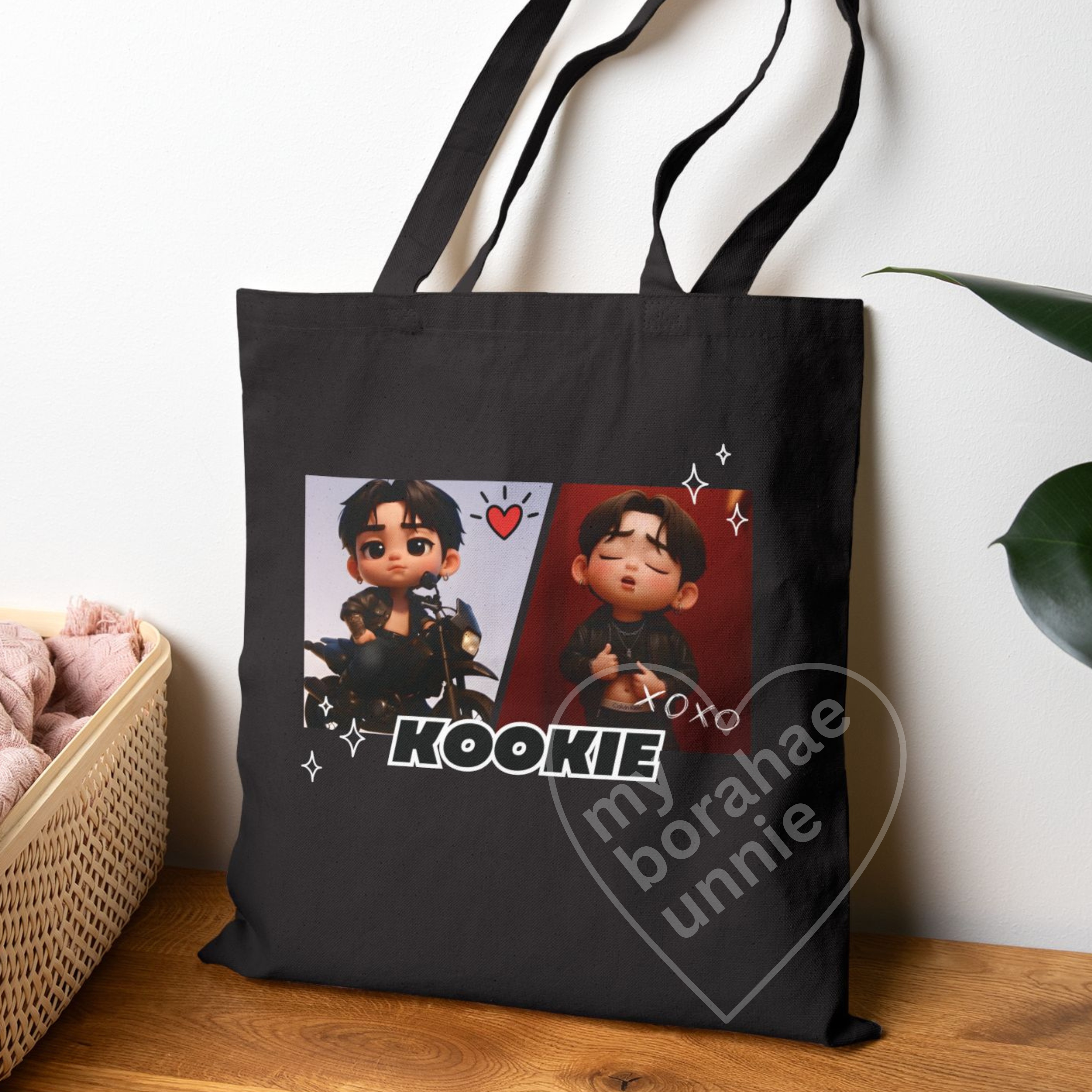 KOOKIE Cotton Canvas Tote Bag, Printed on FRONT