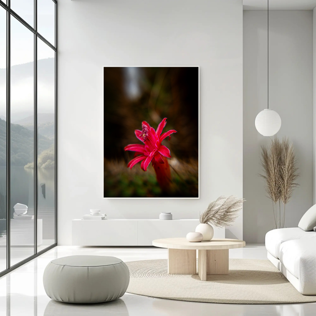 Red Tropical Flower Fine Art Print with Passepartout Frame product thumbnail image