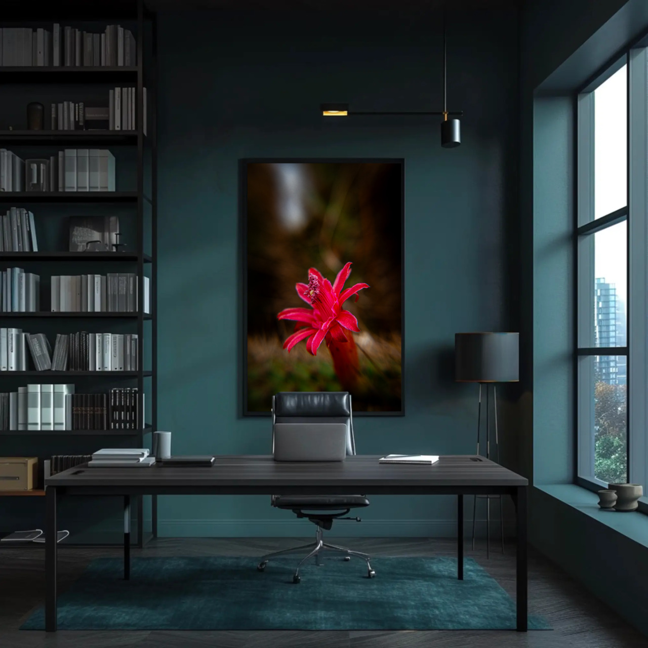 Red Tropical Flower Fine Art Print with Passepartout Frame product thumbnail image