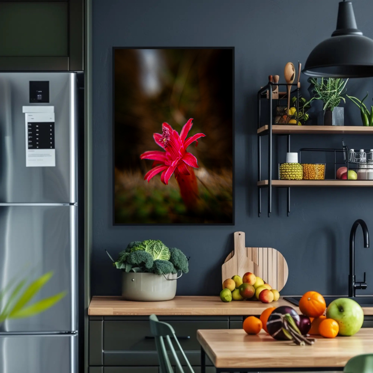 Red Tropical Flower Fine Art Print with Passepartout Frame product thumbnail image