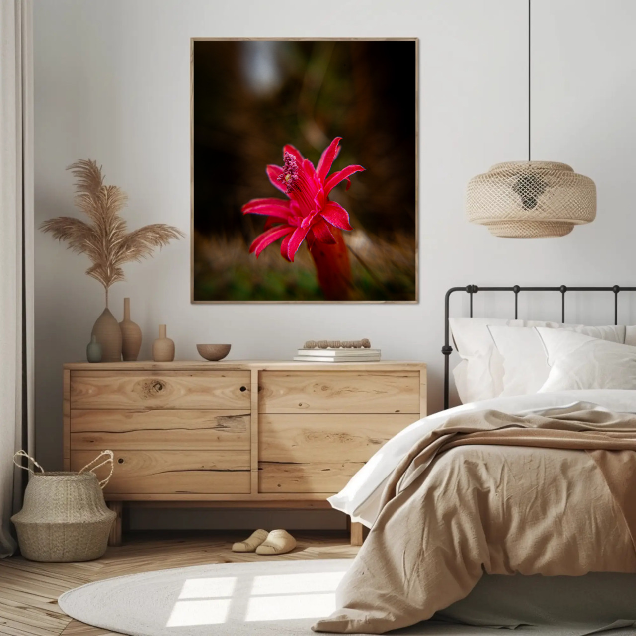 Red Tropical Flower Fine Art Print with Passepartout Frame product thumbnail image