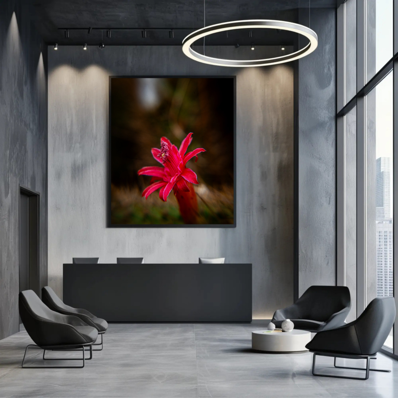 Red Tropical Flower Fine Art Print with Passepartout Frame product thumbnail image