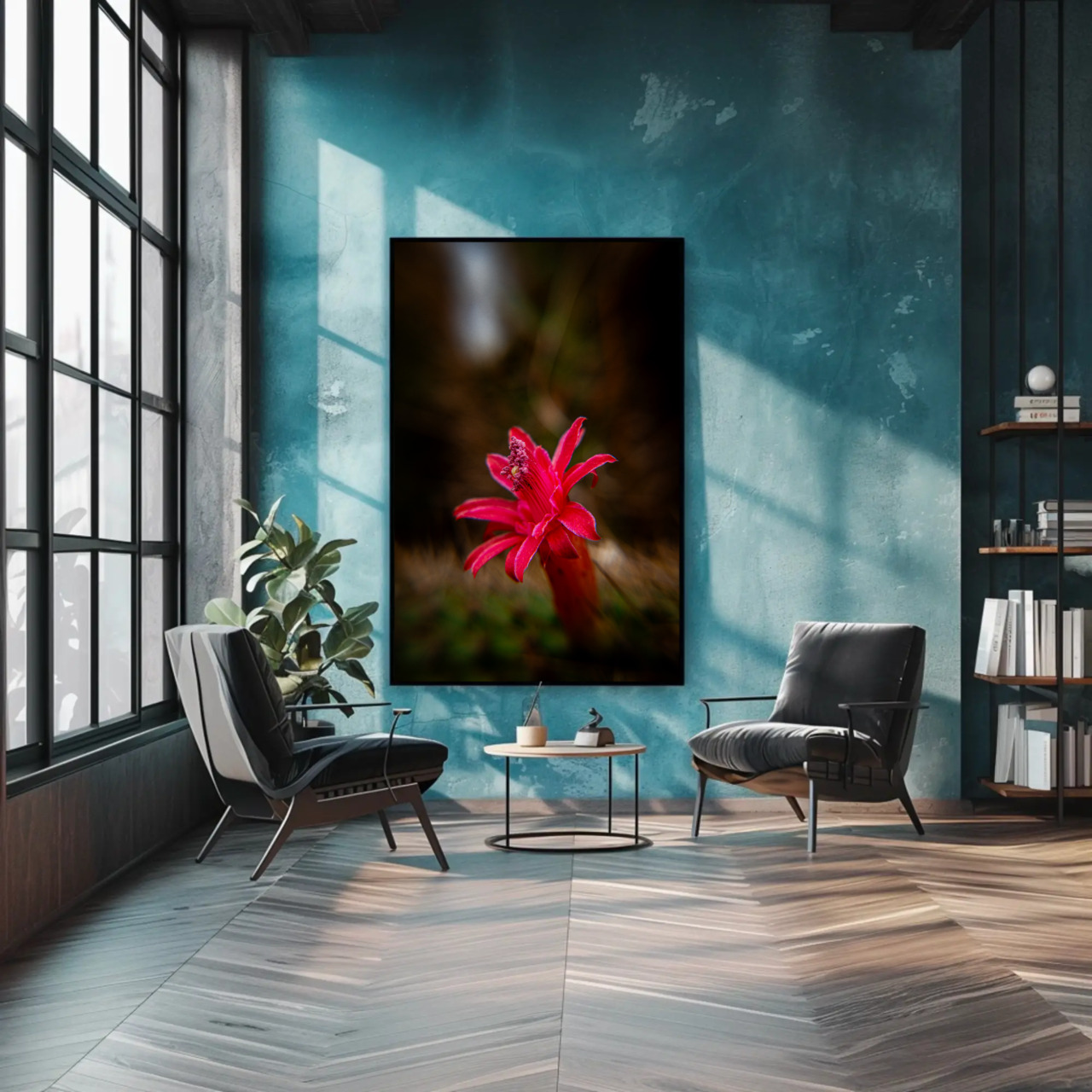 Red Tropical Flower Fine Art Print with Passepartout Frame product thumbnail image Red Tropical Flower Fine Art Print with Passepartout Frame product thumbnail image