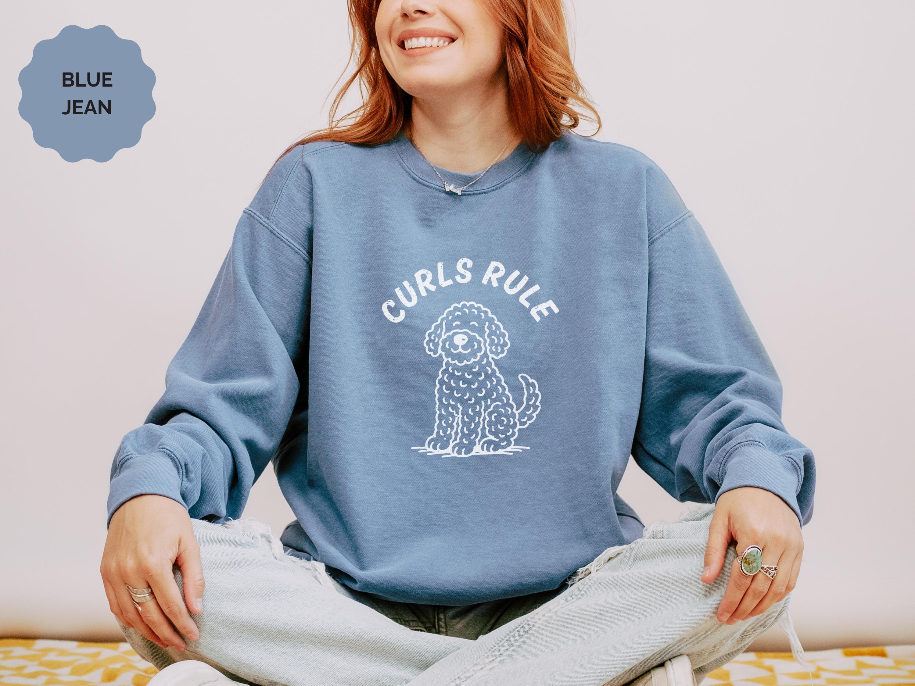 Goldendoodle Sweatshirt Comfort Colors 1566, Curls Rule Oversized Crewneck, Doodle Mom Gift, Funny Dog Lover Christmas Sweater product thumbnail image