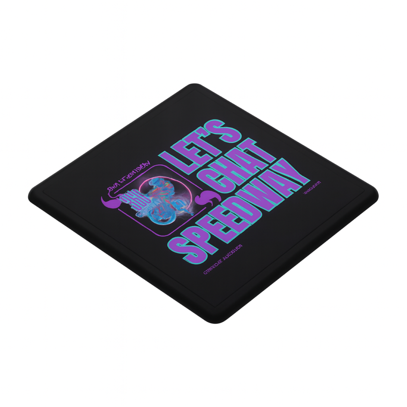 Let's Chat Speedway Coaster (Black) — Retro Motorcycle Racing Drink Coaster