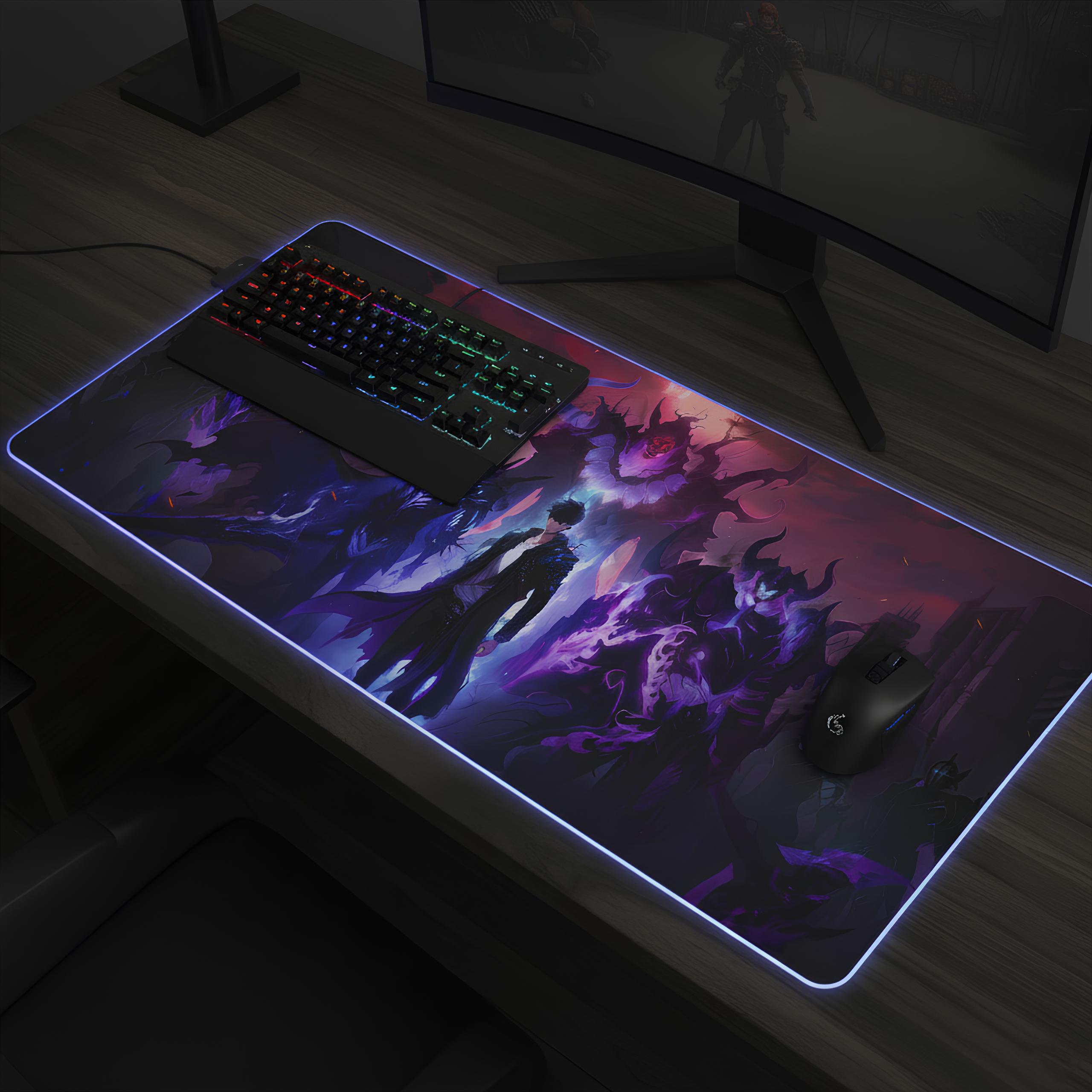 Dark Summoner Battle RGB Desk Mat — Solo Leveling LED Gaming Mouse Pad product thumbnail image Dark Summoner Battle RGB Desk Mat — Solo Leveling LED Gaming Mouse Pad product thumbnail image