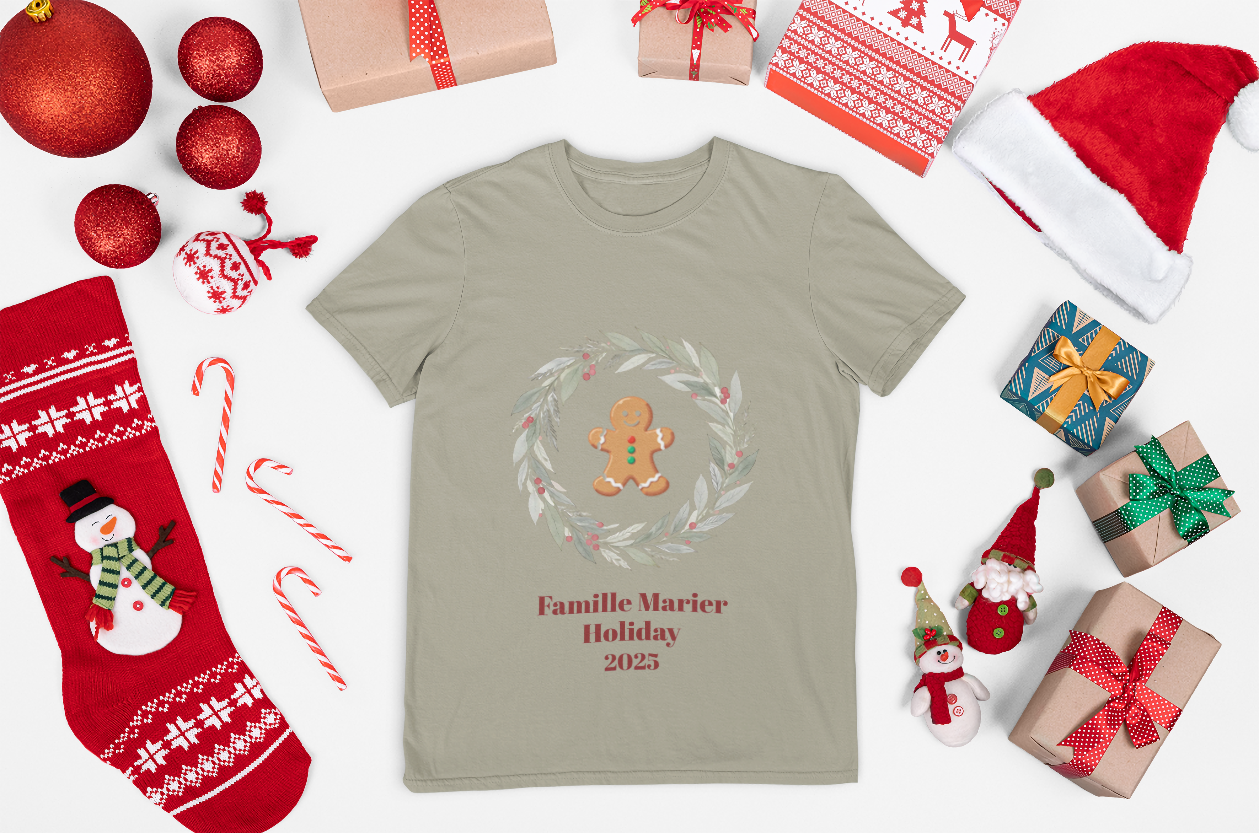 Personalized Holiday Family Tee – 'custom name and image christmas t-shirt' Festive Wreath Shir gifts, Personal gift idea product thumbnail image Personalized Holiday Family Tee – 'custom name and image christmas t-shirt' Festive Wreath Shir gifts, Personal gift idea product thumbnail image