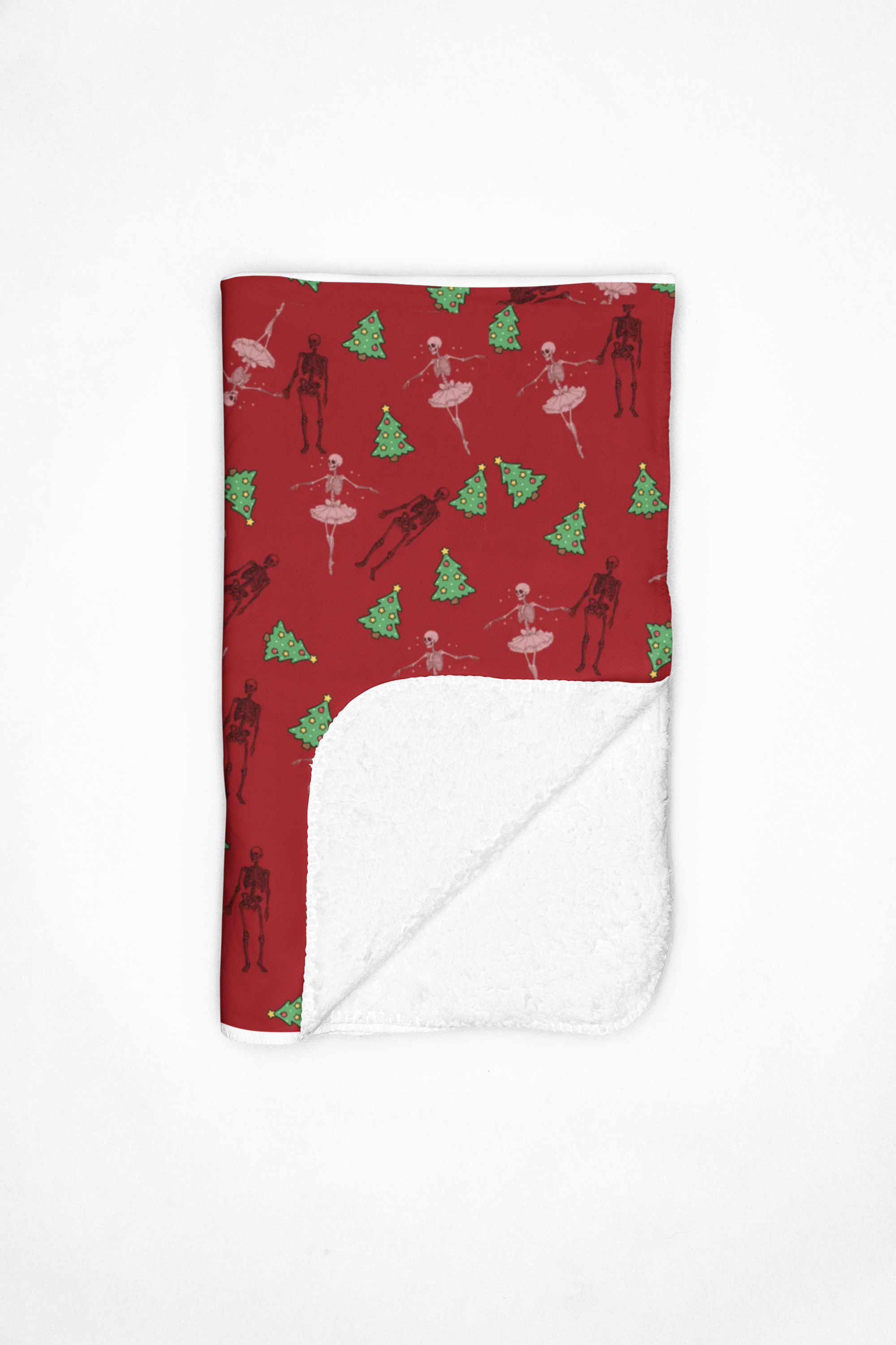 Ballet Skeletons & Christmas Trees Sherpa Blanket | Holiday Dance Pattern product thumbnail image Ballet Skeletons & Christmas Trees Sherpa Blanket | Holiday Dance Pattern product thumbnail image