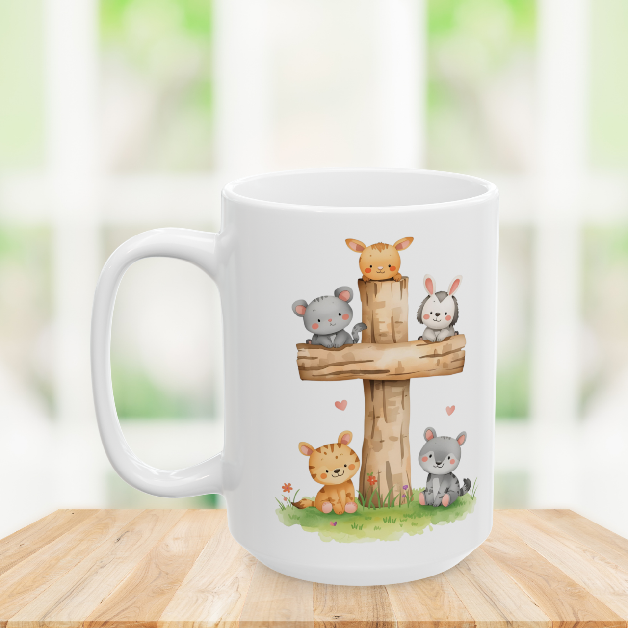 Kids Christian Mug with Cute Animal Design – Inspirational Faith Mug, Gift for Children product thumbnail image