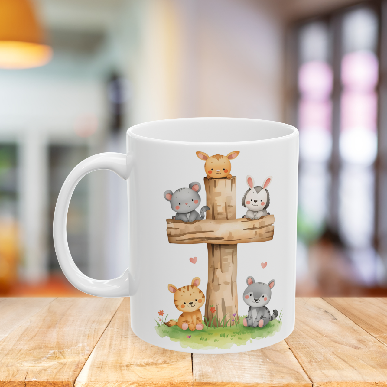 Kids Christian Mug with Cute Animal Design – Inspirational Faith Mug, Gift for Children product thumbnail image