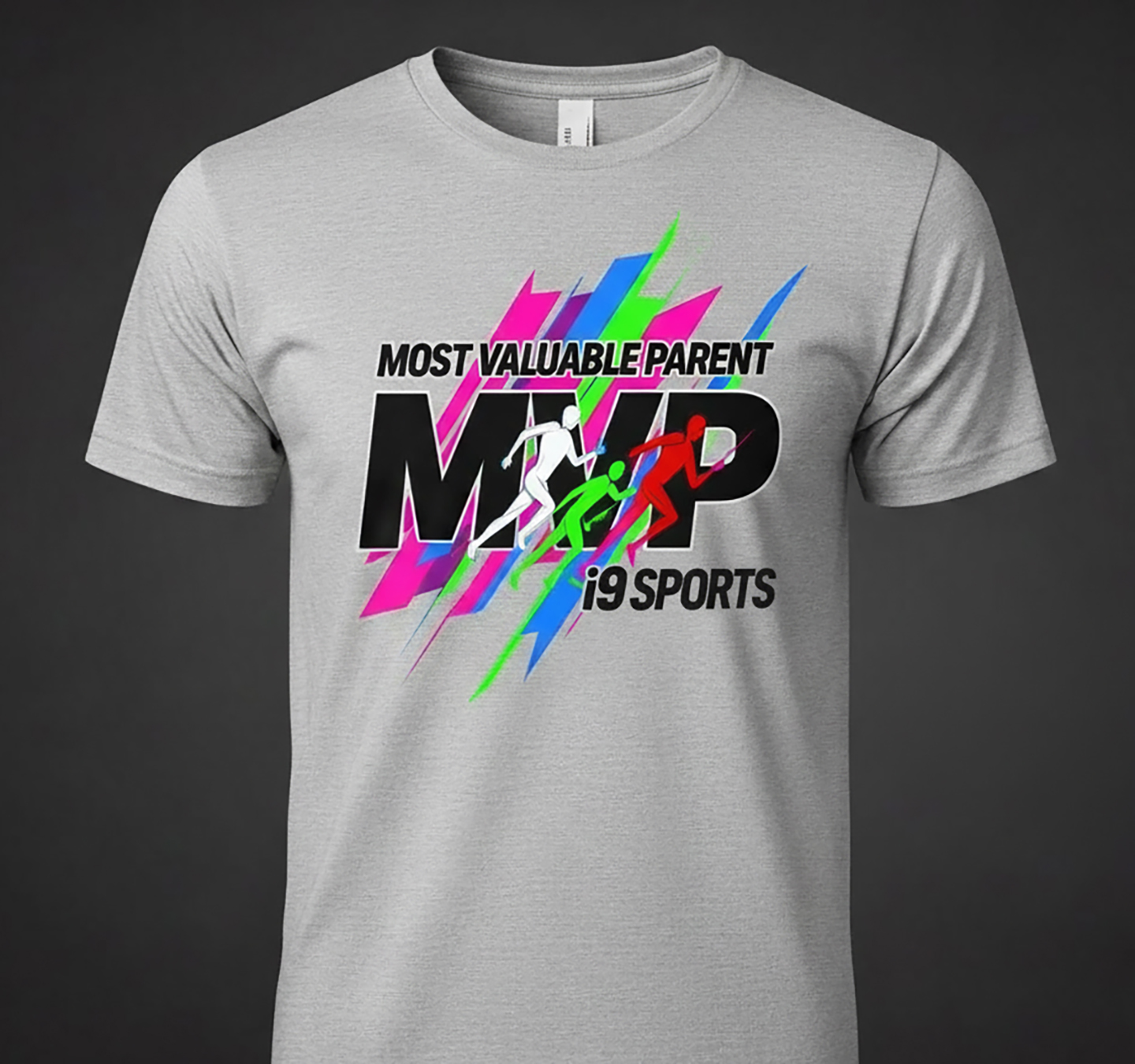 MVP 'Most Valuable Parent' Graphic Tee — Retro Neon Logo Cotton T-Shirt product thumbnail image MVP 'Most Valuable Parent' Graphic Tee — Retro Neon Logo Cotton T-Shirt product thumbnail image