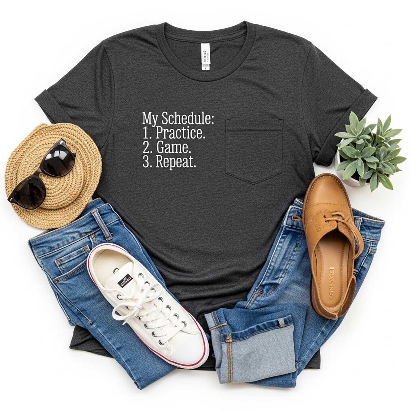 Minimal Black Pocket Tee with White Micro Text — Subtle Graphic Pocket T-Shirt