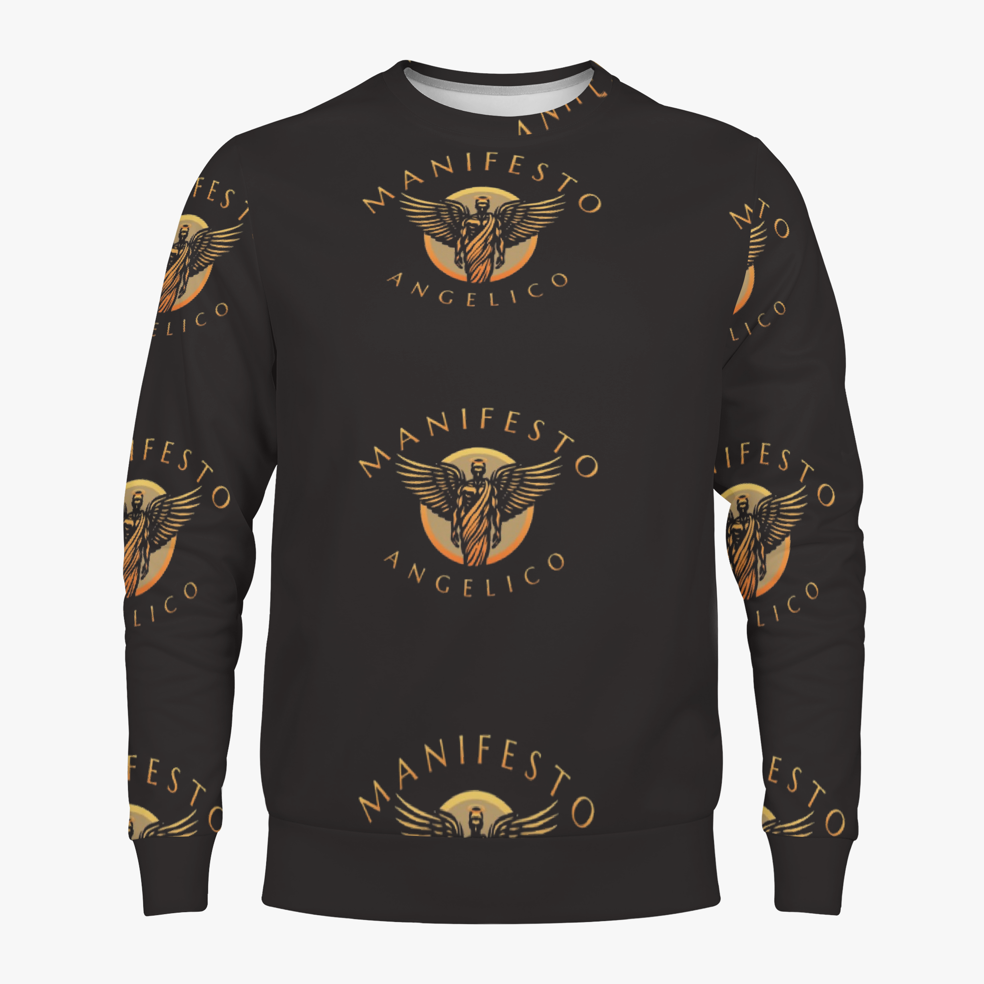 Crown Pattern Athletic Hoodie — All-Over Print Black &amp; Gold Sportswear