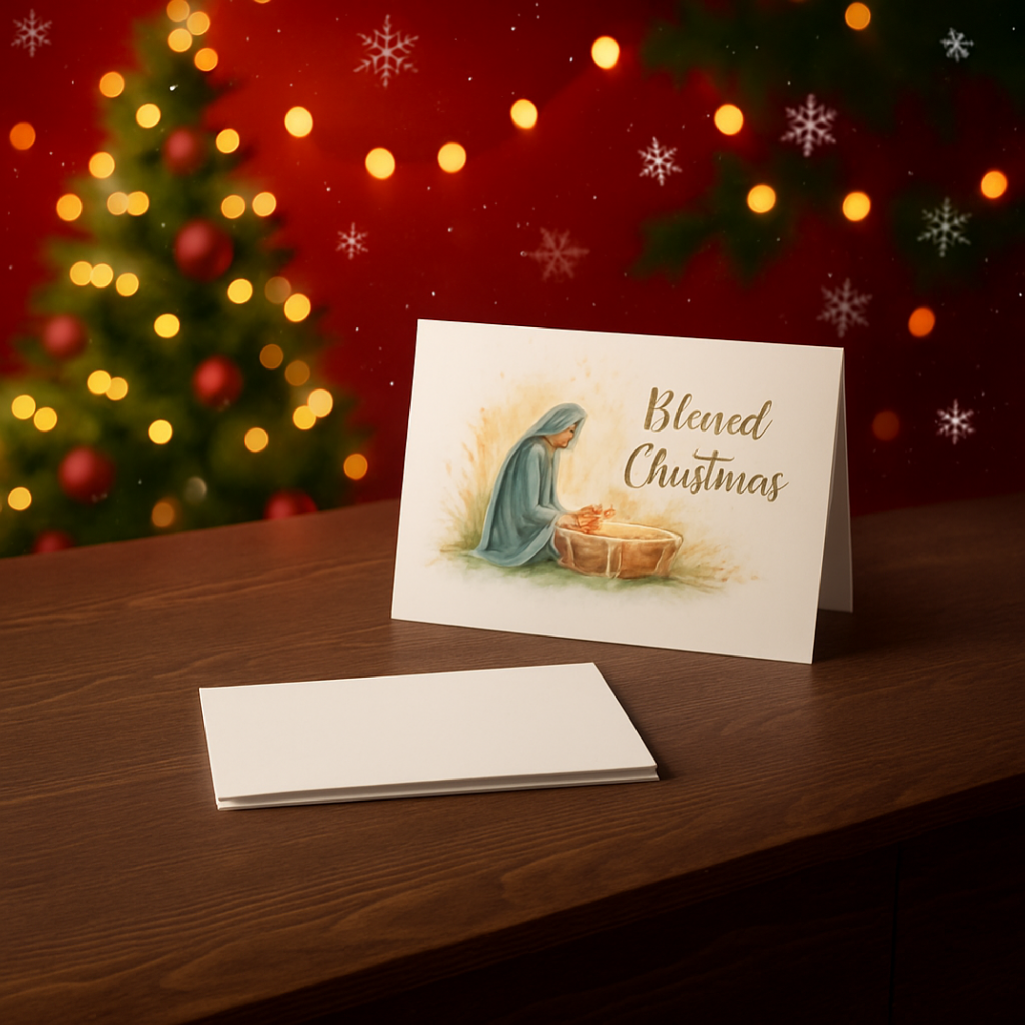 Blessed Christmas Nativity Greeting Card Religious Holiday Card with Mary and Baby Jesus Watercolor Art Christian Christmas Card product thumbnail image Blessed Christmas Nativity Greeting Card Religious Holiday Card with Mary and Baby Jesus Watercolor Art Christian Christmas Card product thumbnail image