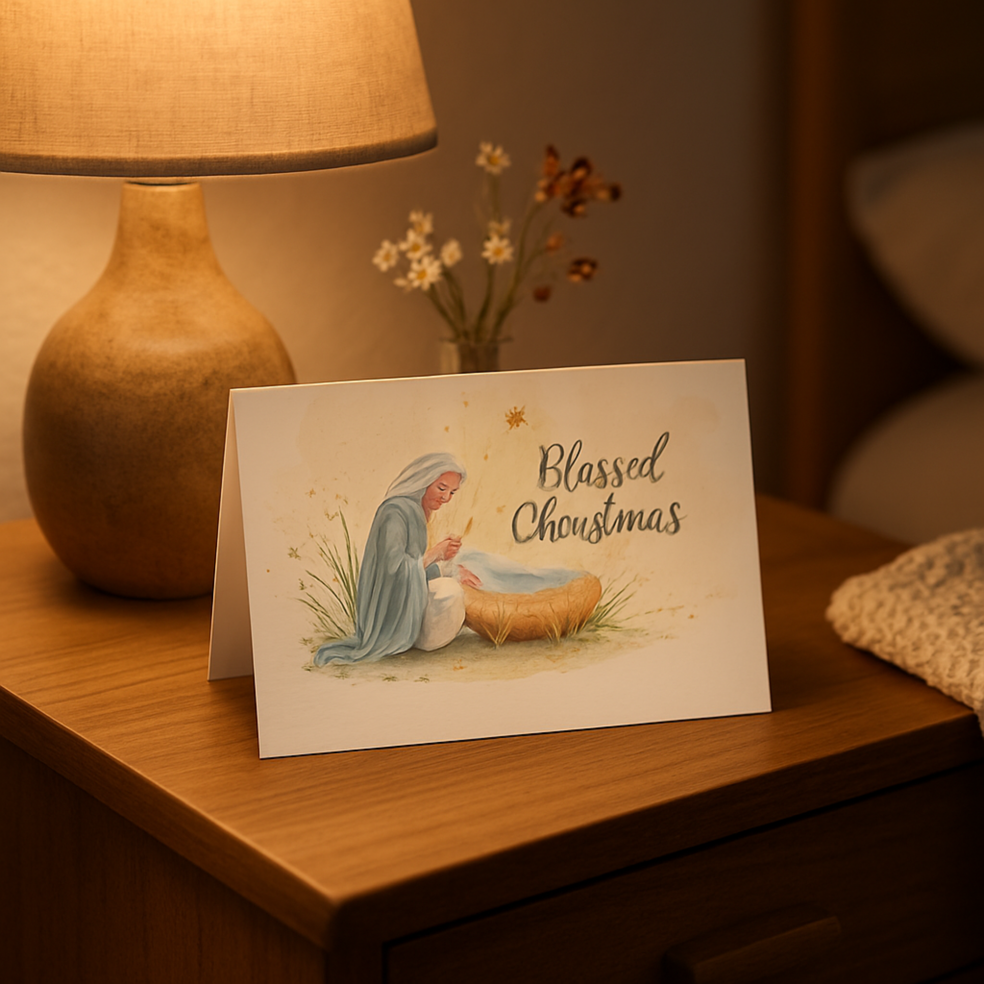 Blessed Christmas Nativity Greeting Card Religious Holiday Card with Mary and Baby Jesus Watercolor Art Christian Christmas Card product thumbnail image Blessed Christmas Nativity Greeting Card Religious Holiday Card with Mary and Baby Jesus Watercolor Art Christian Christmas Card product thumbnail image