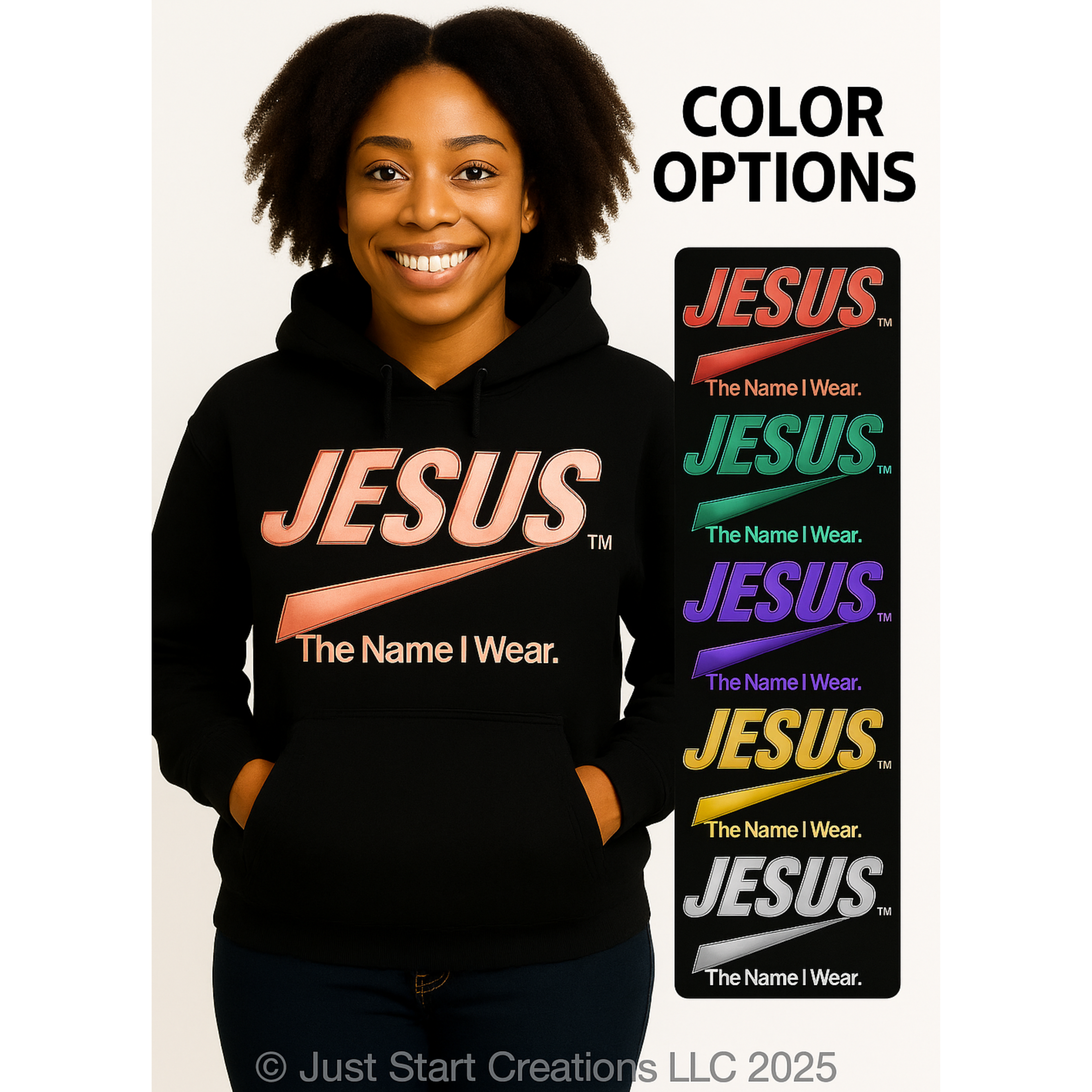 Silver Logo Jesus “The Name I Wear” Hoodie — Christian Faith Graphic Pullover product thumbnail image Silver Logo Jesus “The Name I Wear” Hoodie — Christian Faith Graphic Pullover product thumbnail image